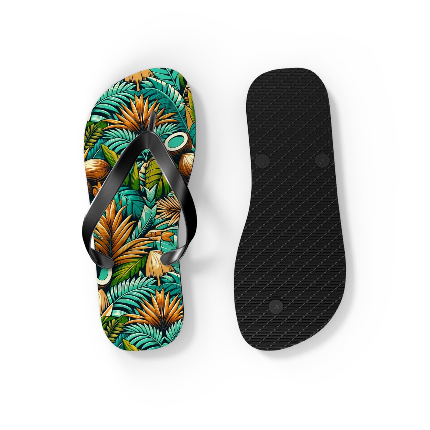 Tropical Oasis Palm & Coconut Flip Flops