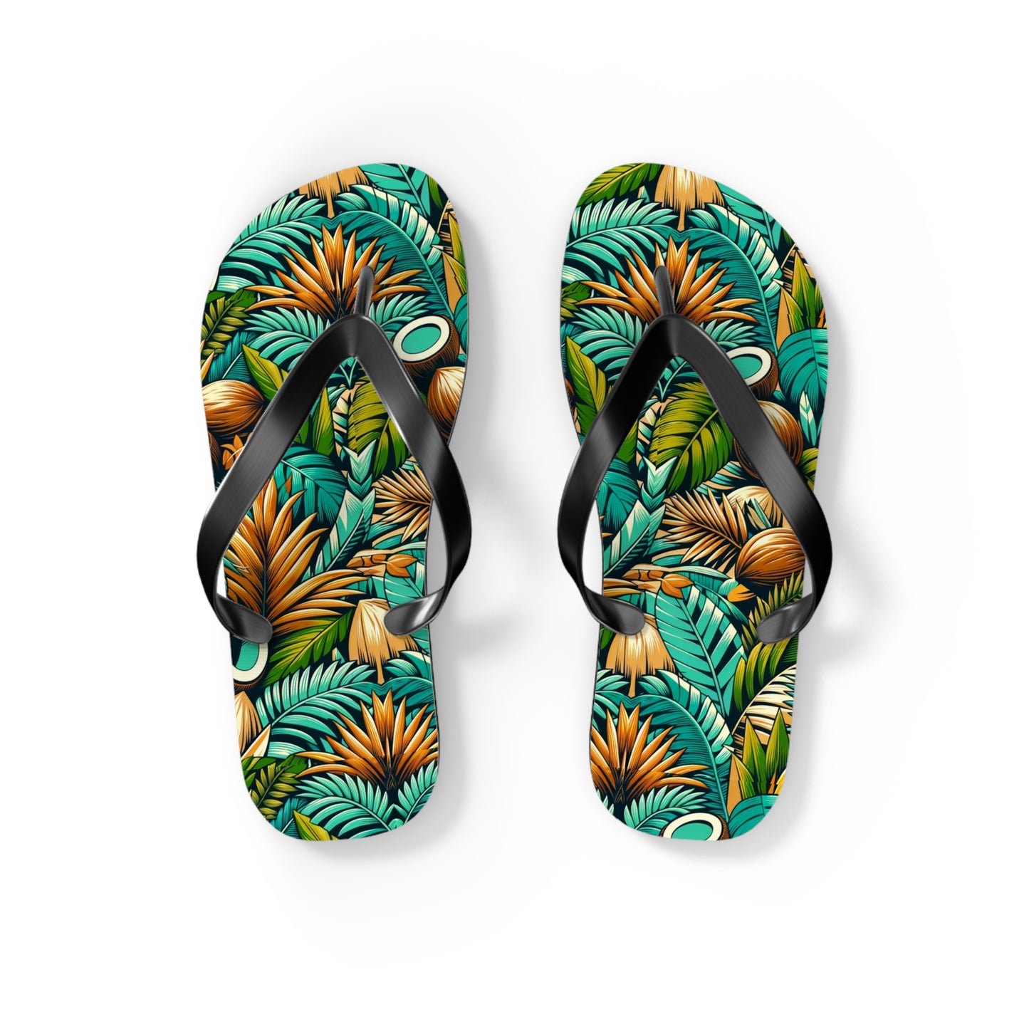 Tropical Oasis Palm & Coconut Flip Flops