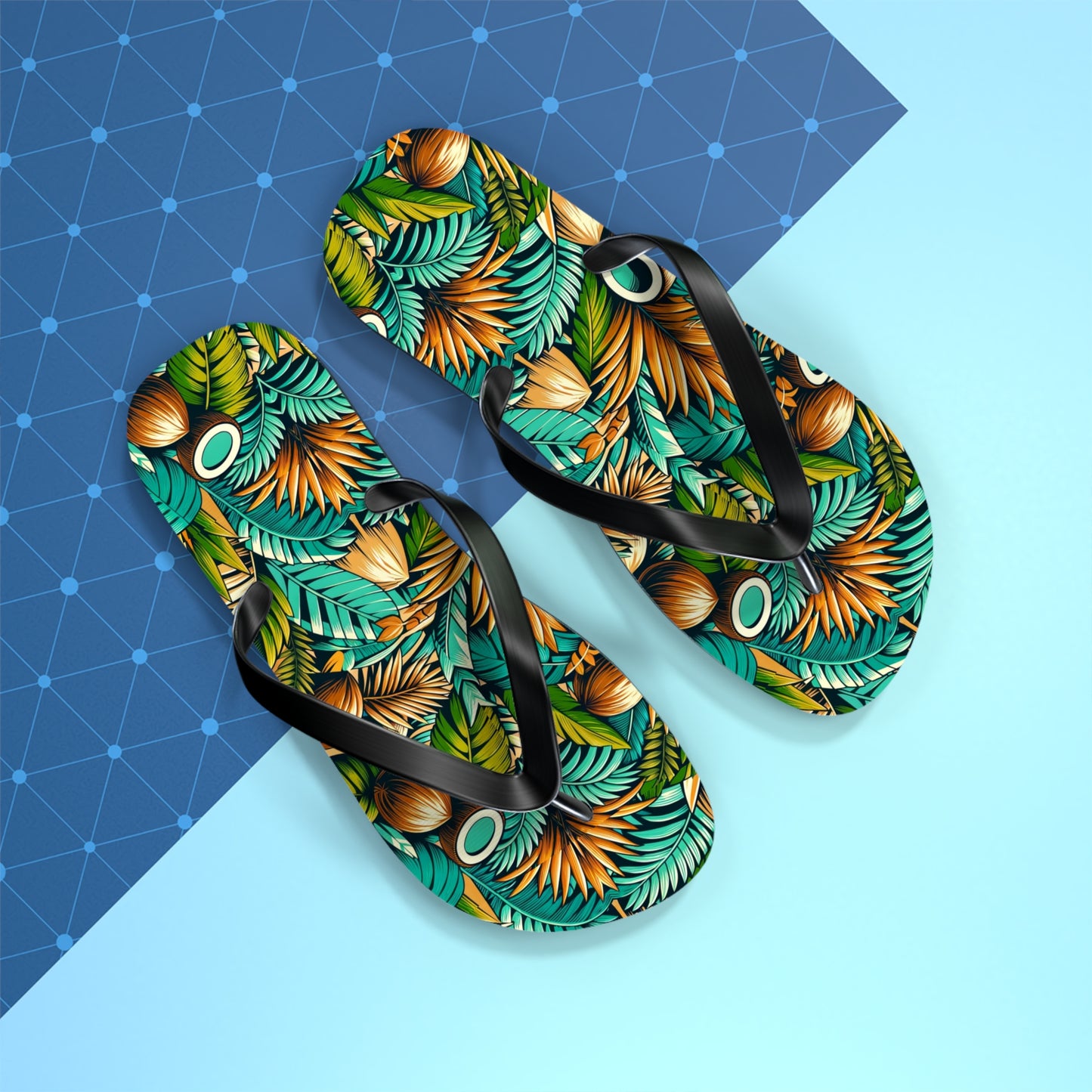 Tropical Oasis Palm & Coconut Flip Flops
