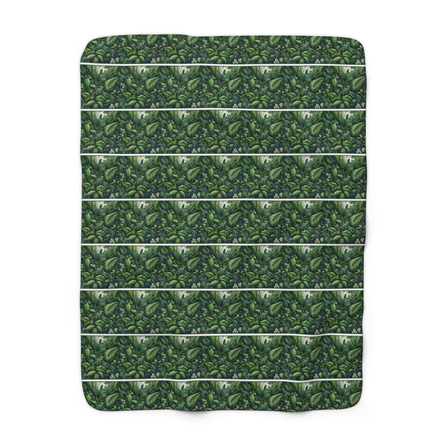 Tropical Rainforest Haven Sherpa Fleece Blanket - Lush Greenery & Exotic Flora Design