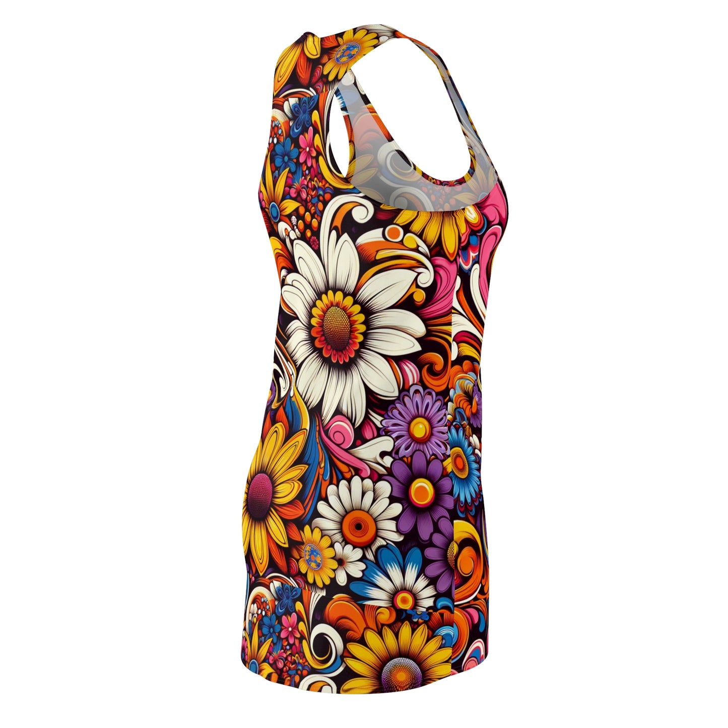 Retro Psychedelic Bloom Maxi Dress