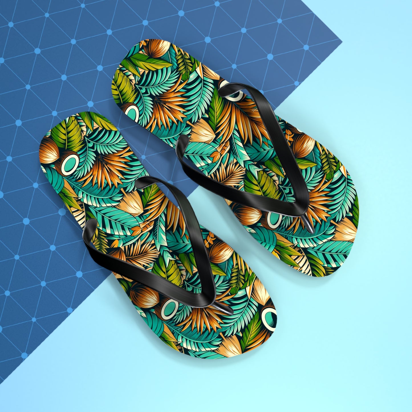 Tropical Oasis Palm & Coconut Flip Flops