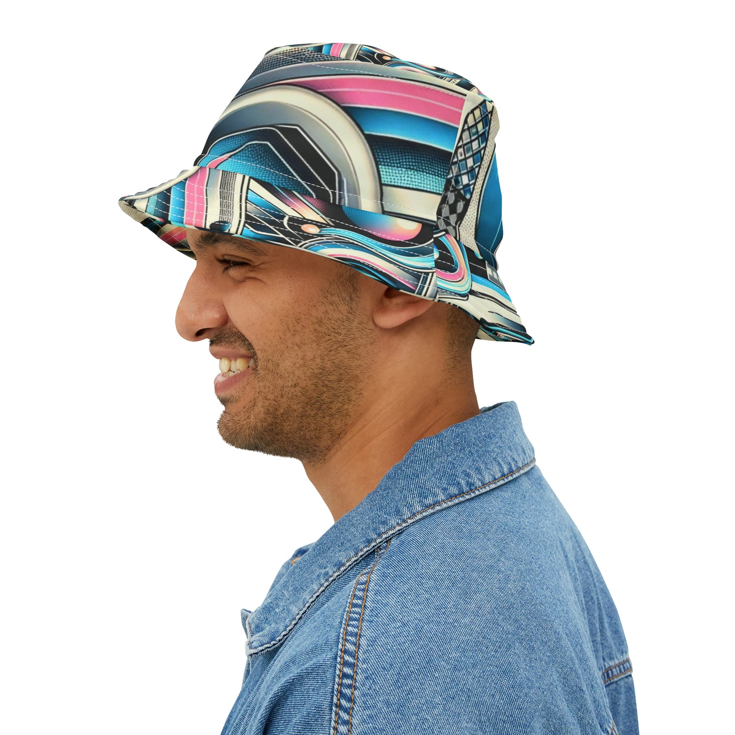 "Neon Echoes" Retro-Futuristic Bucket Hat