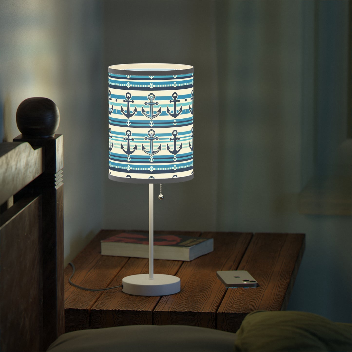 Seafarer's Charm Table Lamp with Nautical Stripes Pattern