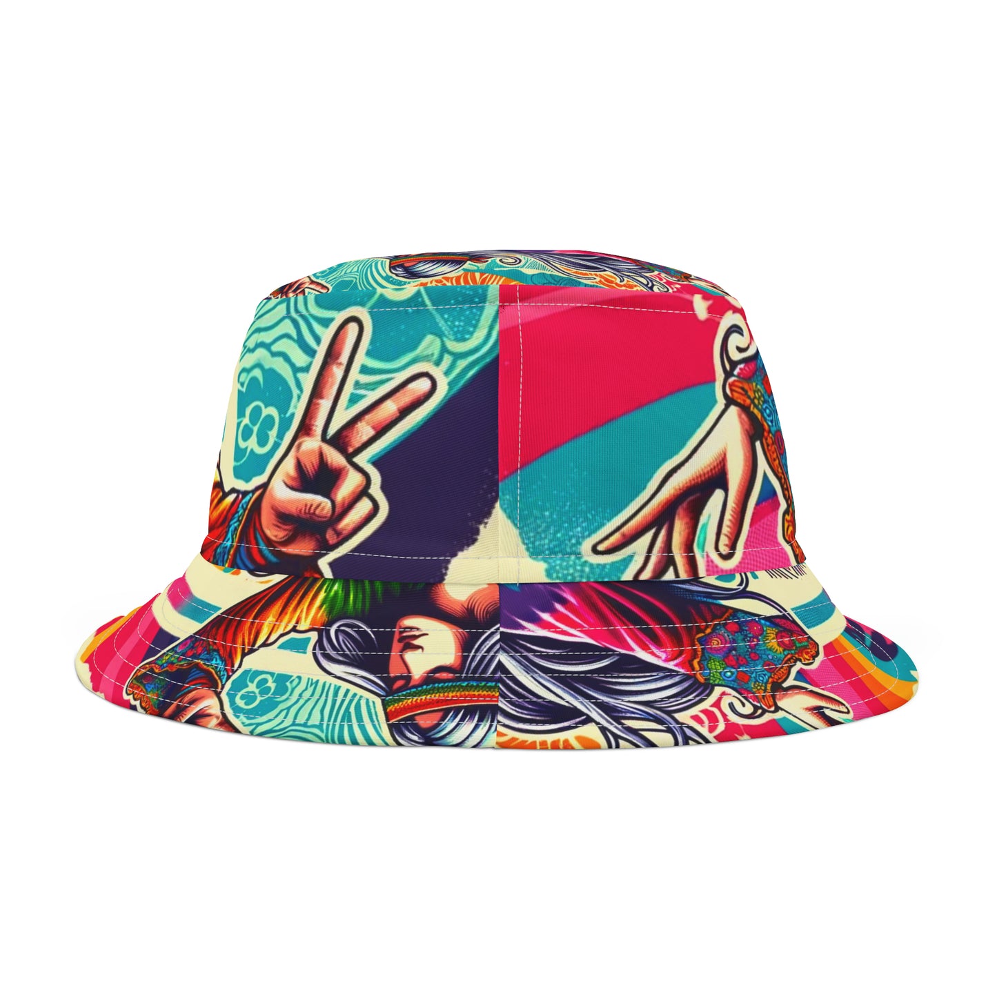 Groovy Hippie Skateboarder Bucket Hat