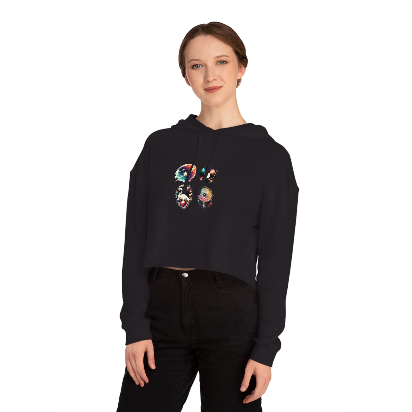 Starry Melody Hoodie - Elegant Swan & Boho Dreamcatcher Design
