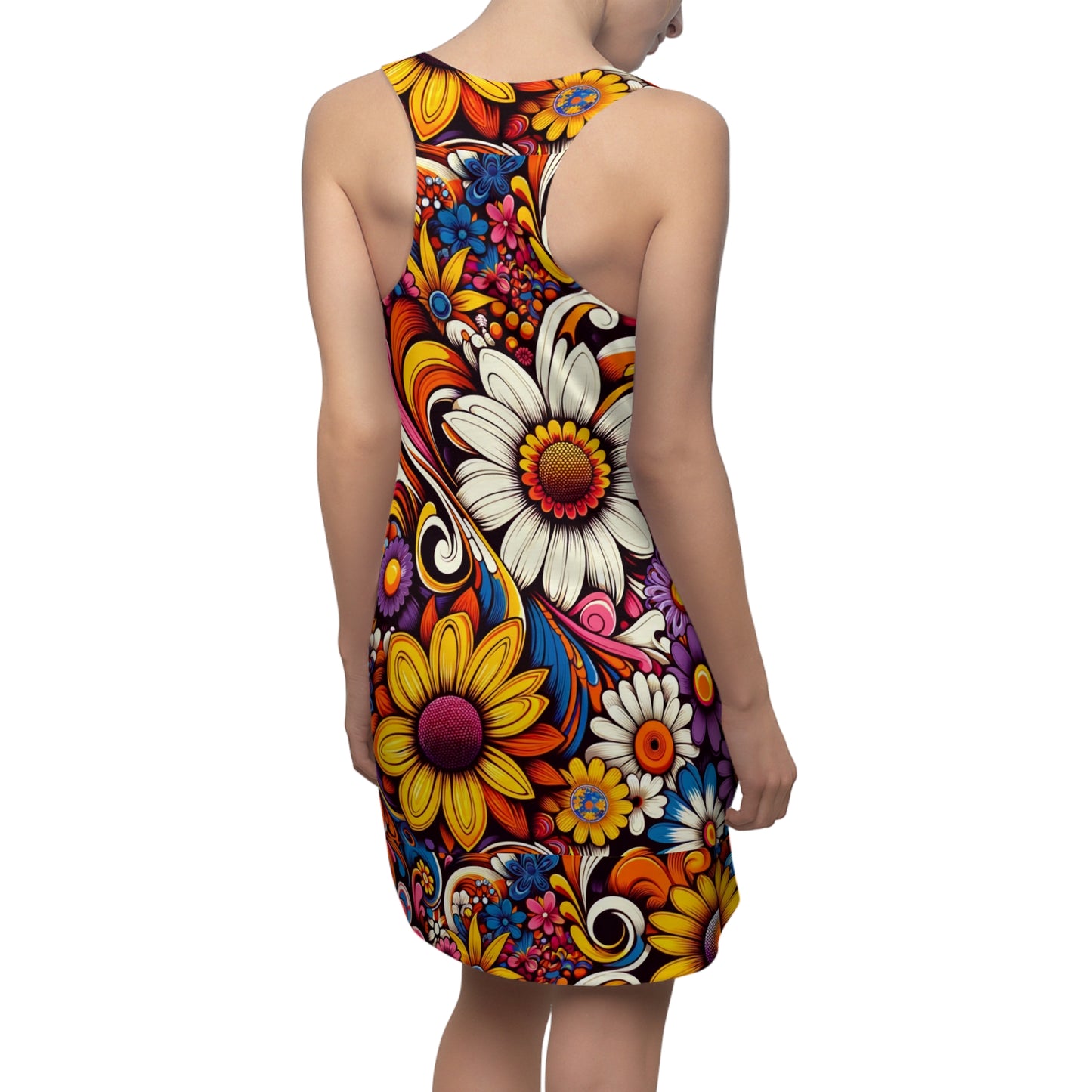 Retro Psychedelic Bloom Maxi Dress