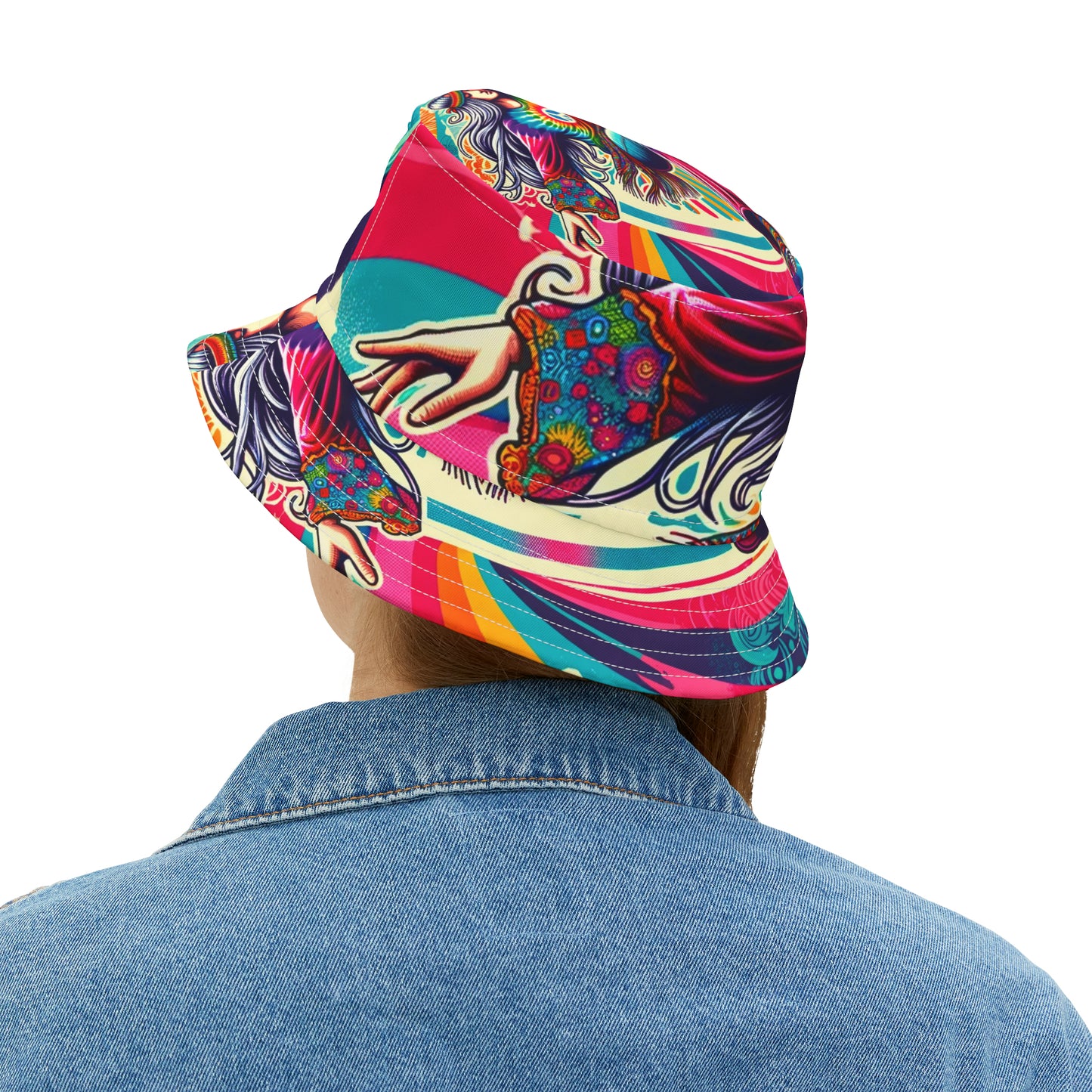 Groovy Hippie Skateboarder Bucket Hat