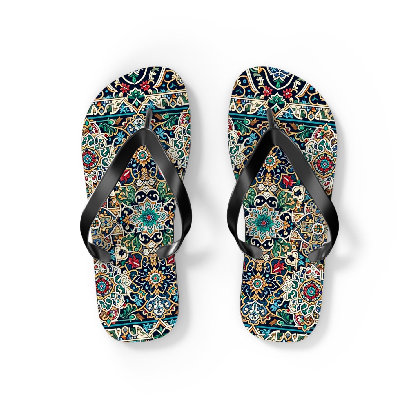 Majestic Marrakech Moroccan Tile Flip Flops - Exquisite Cultural Elegance