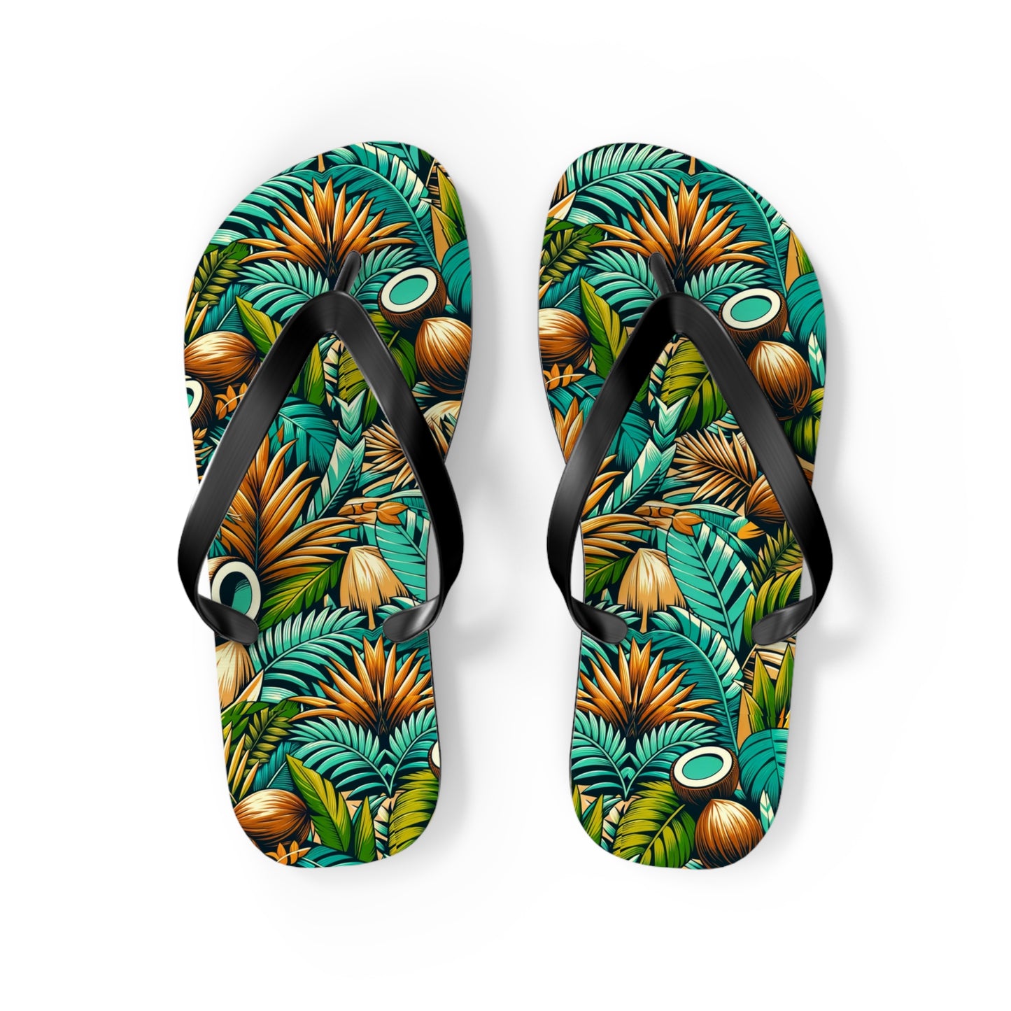 Tropical Oasis Palm & Coconut Flip Flops
