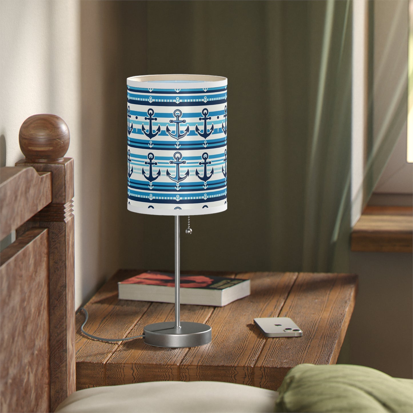 Seafarer's Charm Table Lamp with Nautical Stripes Pattern