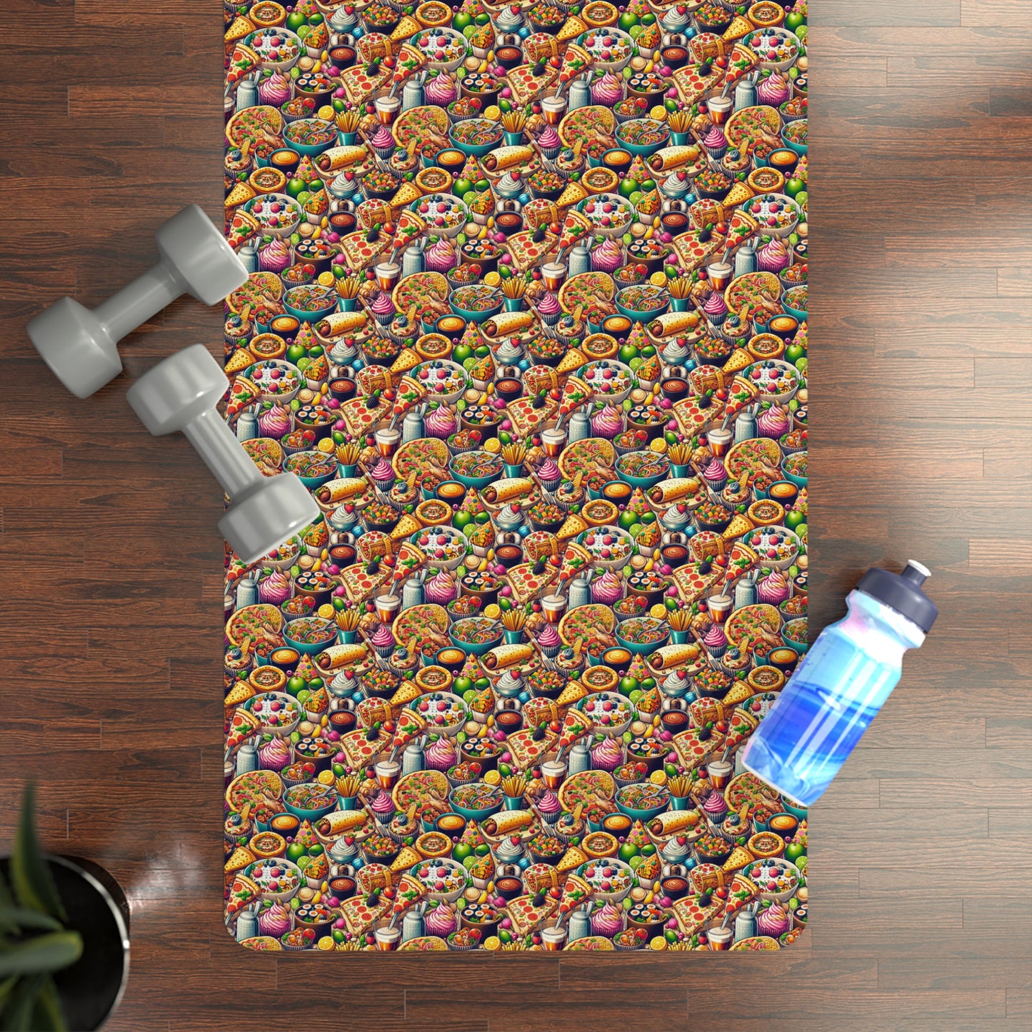 Culinary Delight Yoga Mat - Appetizing Food-Inspired Microfiber Design