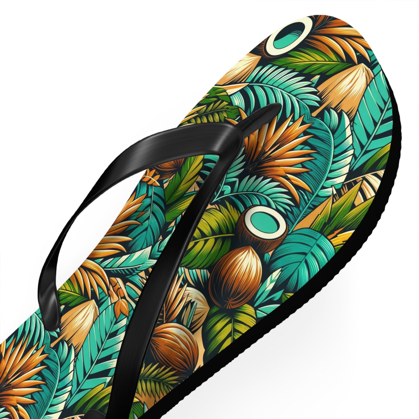 Tropical Oasis Palm & Coconut Flip Flops