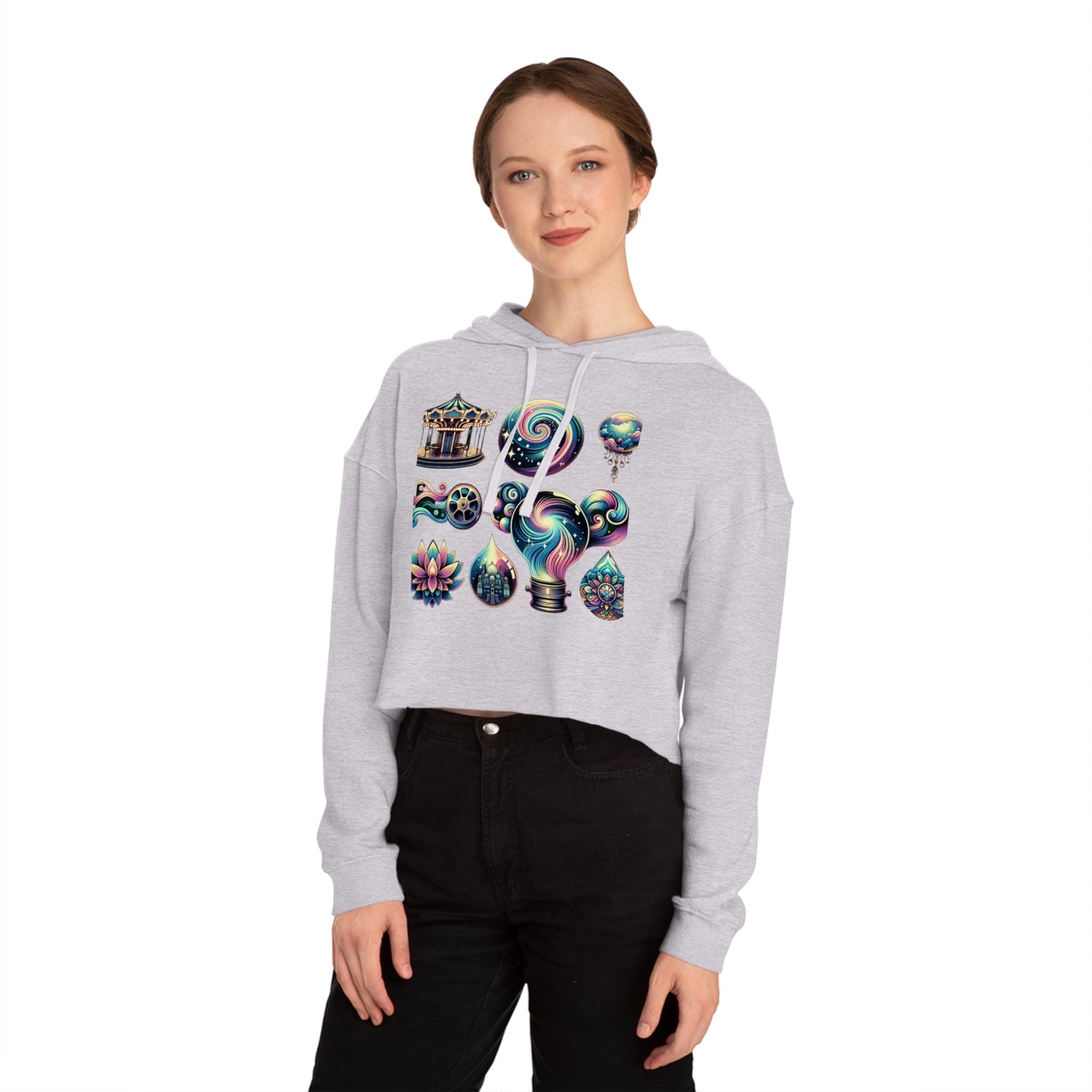 Mystic Carousel Hoodie - Dreamy Lights & Psychedelic Lotus Design