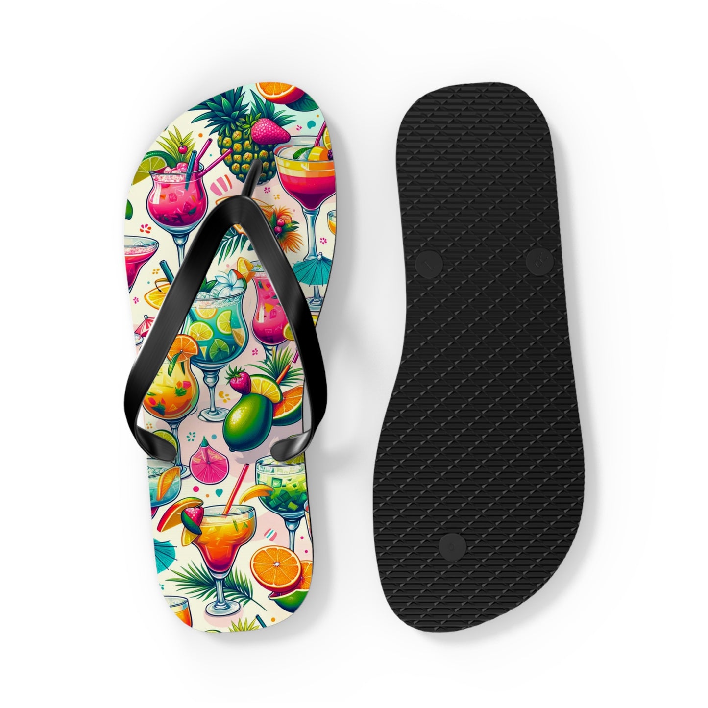 Tropical Paradise Cocktail Flip Flops - Vibrant and Fun Summer Footwear