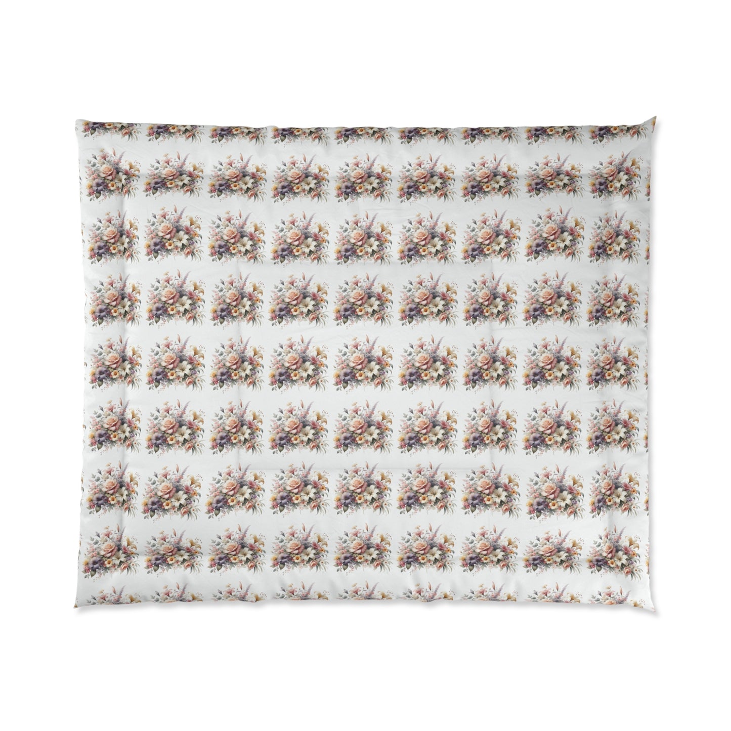 Pastel Paradise Floral Watercolor Comforter - Serene Elegance