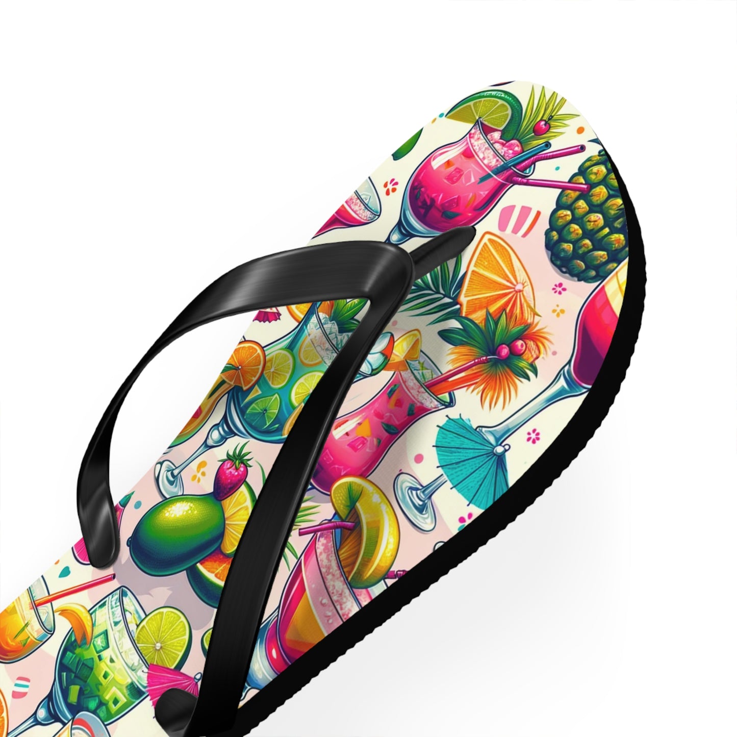 Tropical Paradise Cocktail Flip Flops - Vibrant and Fun Summer Footwear