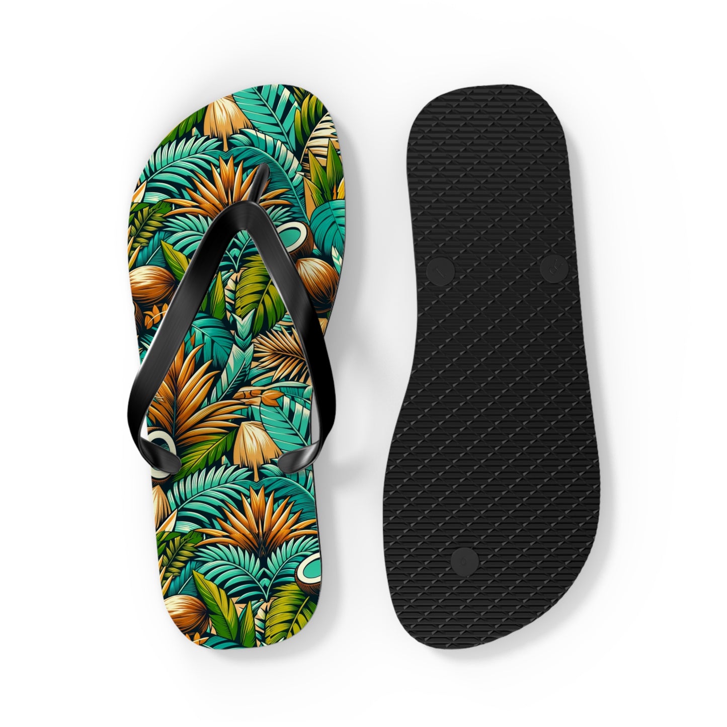 Tropical Oasis Palm & Coconut Flip Flops