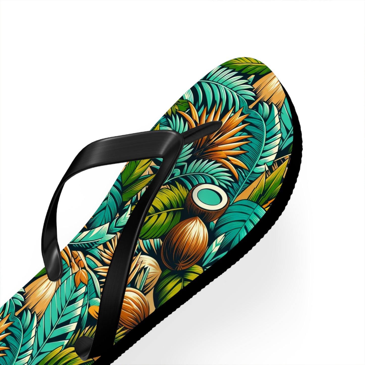 Tropical Oasis Palm & Coconut Flip Flops
