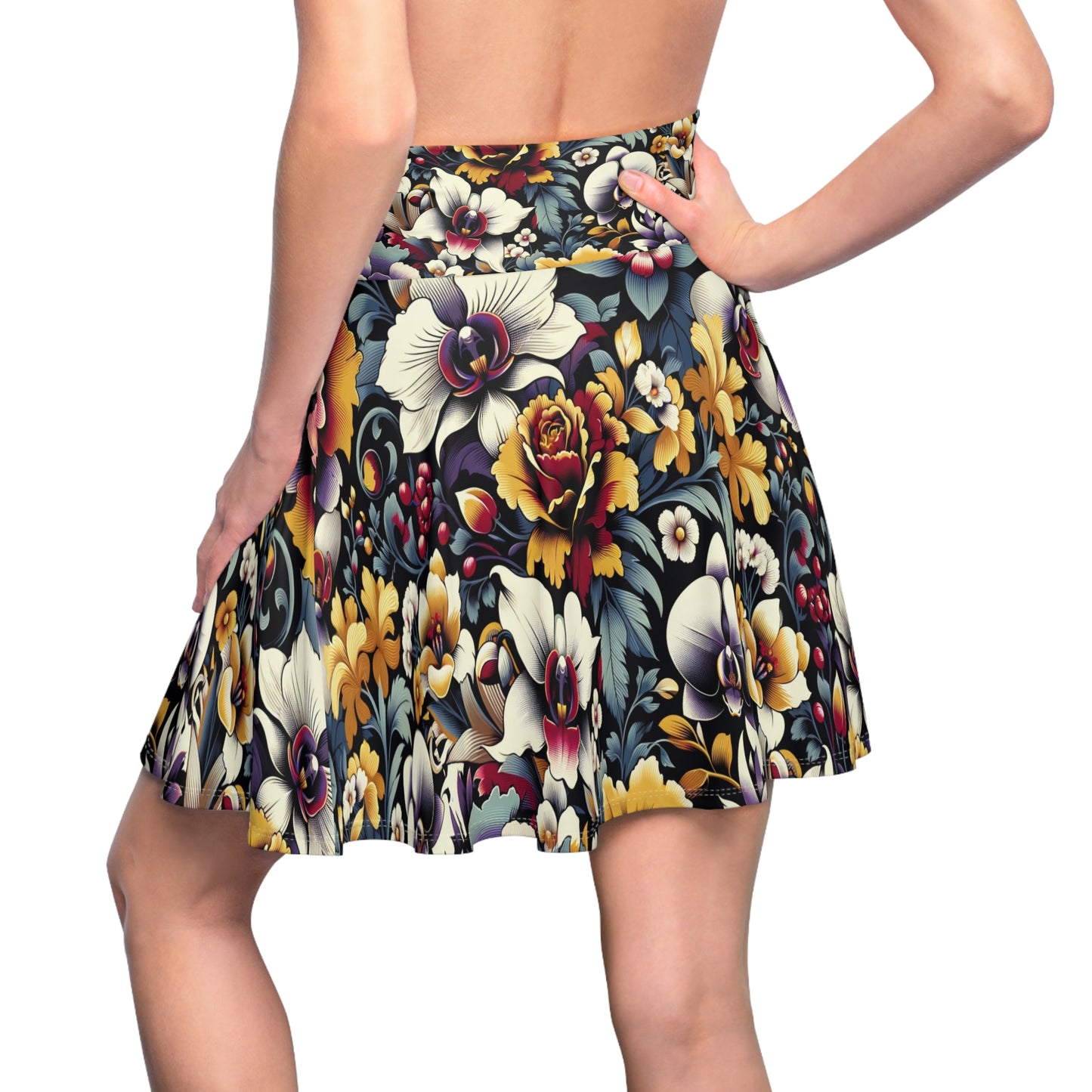 "Bloom Essence" Modern Floral Women's Skater Skirt