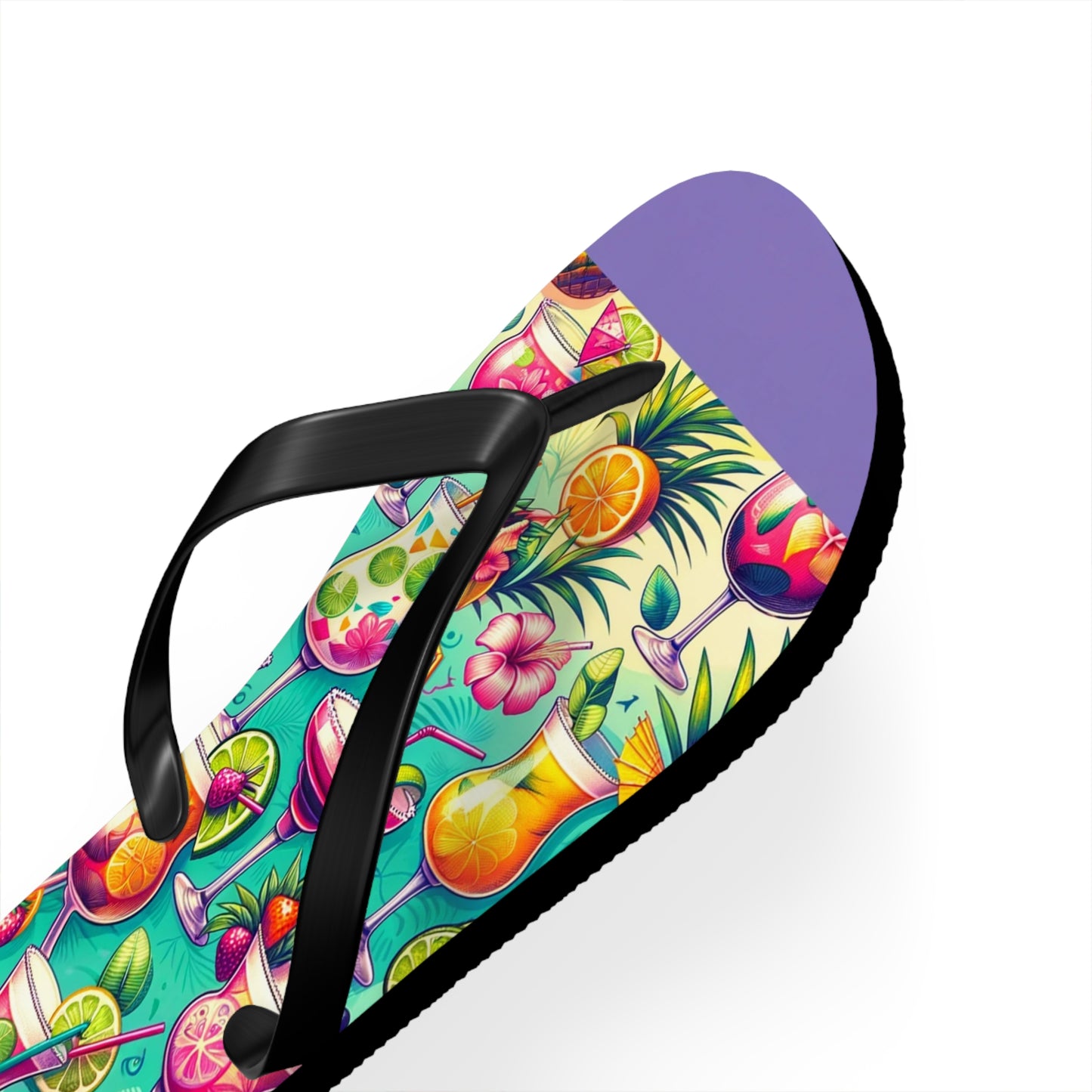 Tropical Cocktail Paradise Flip Flops - Fun and Festive Vacation Footwear