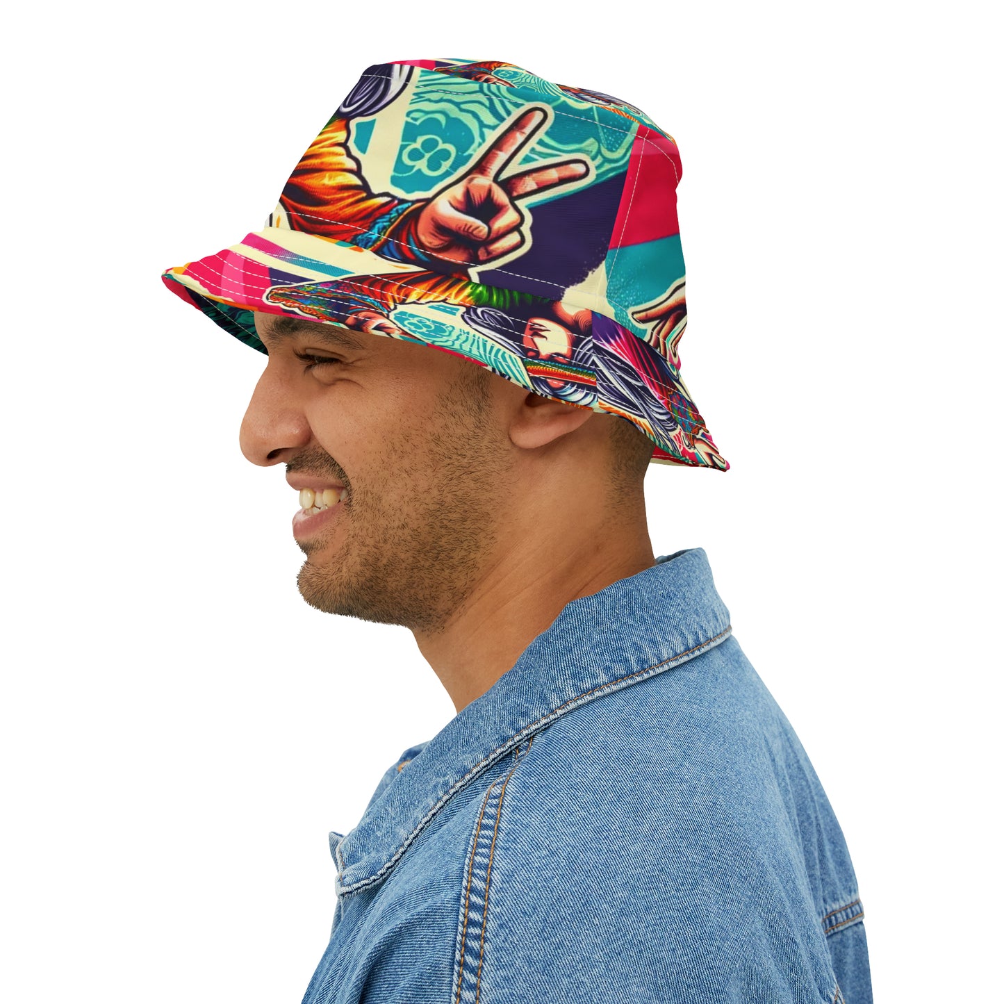Groovy Hippie Skateboarder Bucket Hat