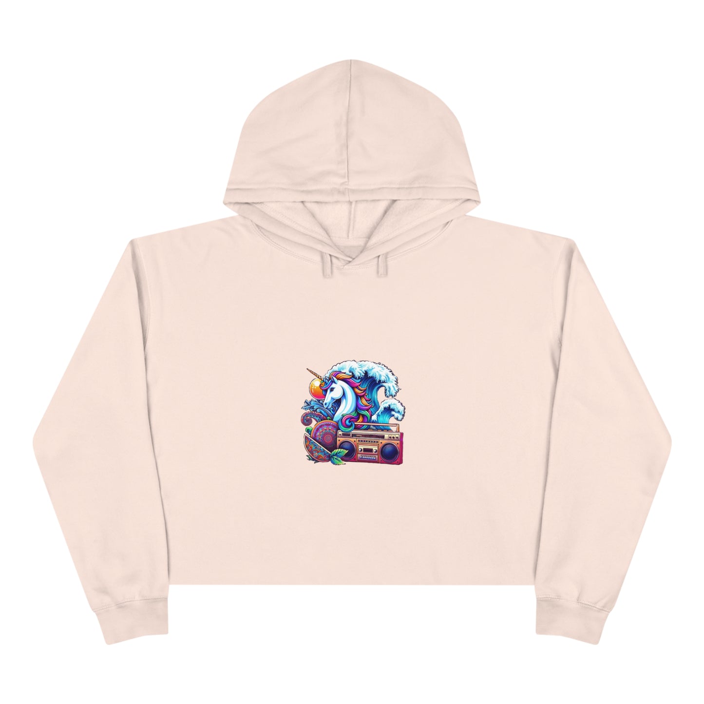 Retro Wave Fantasy Hoodie - Eclectic Unicorn and Arcade-Inspired Design