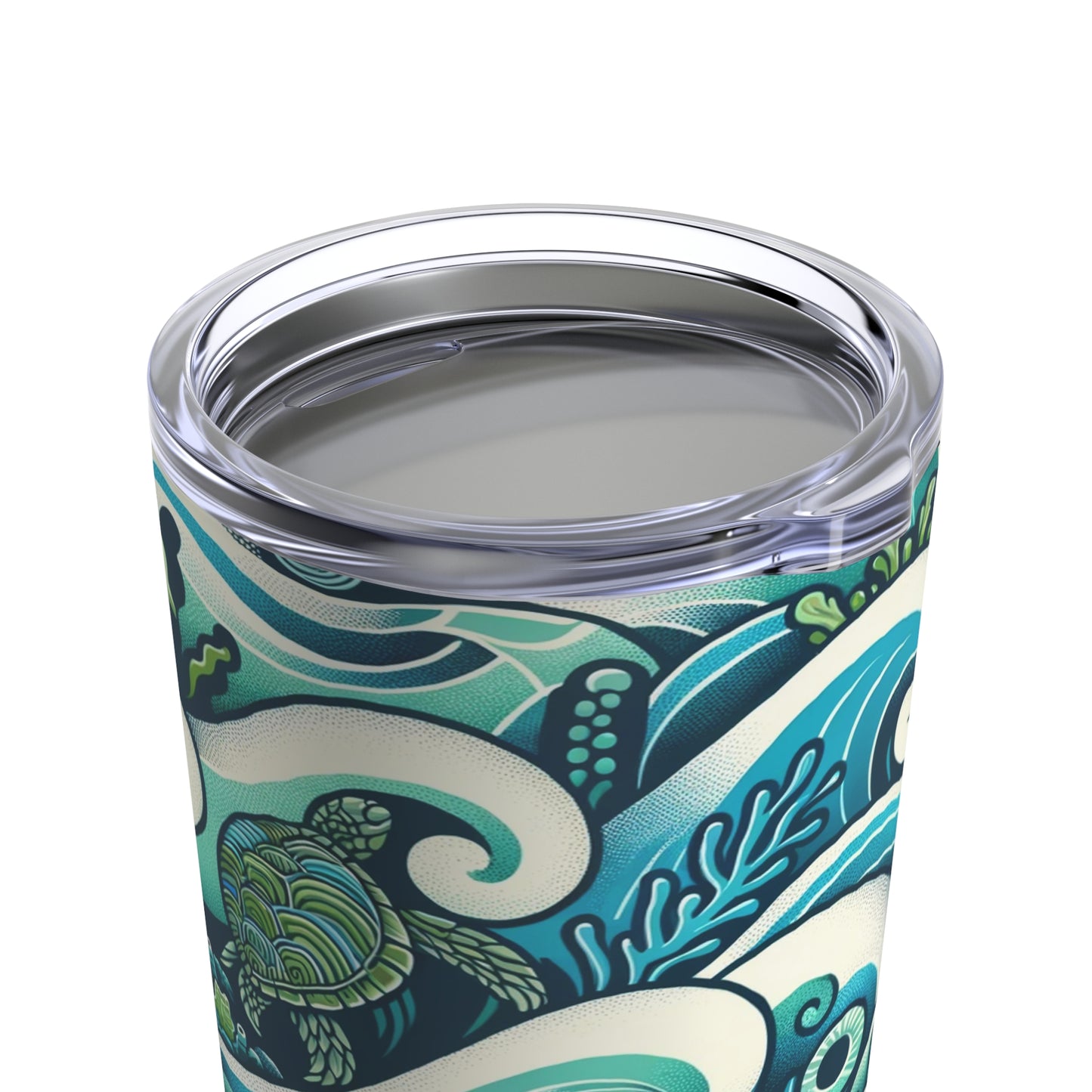 Oceanic Adventure 20oz Tumbler - Sea Life & Wave Design, Aquatic Blue & Green