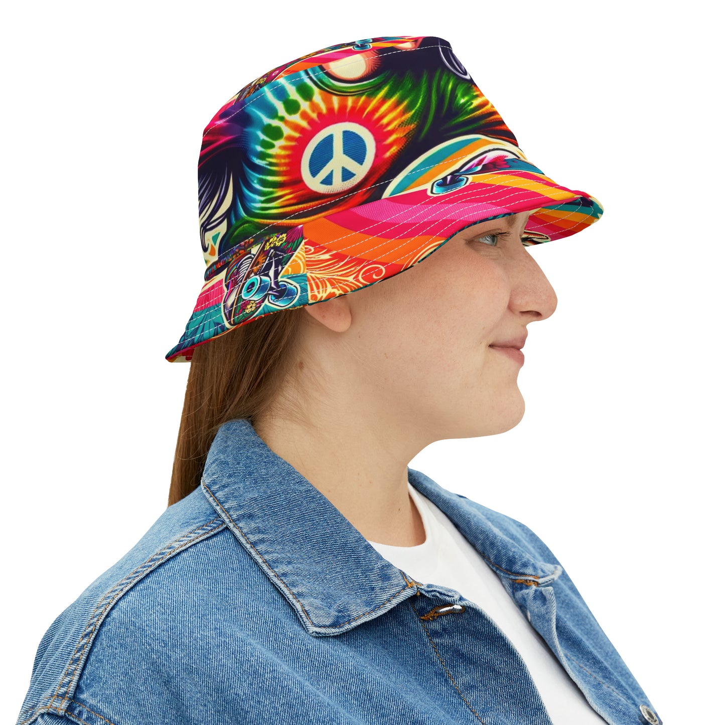 Groovy Hippie Skateboarder Bucket Hat