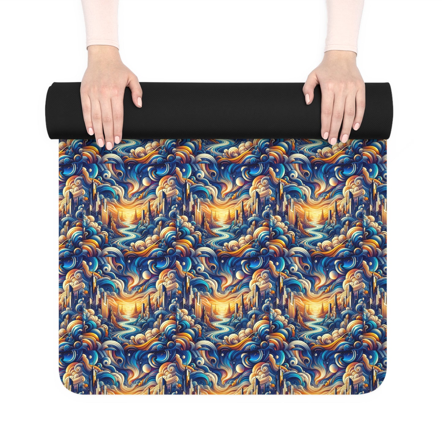 World Explorer Yoga Mat: Elite Microfiber with Intricate Global Design