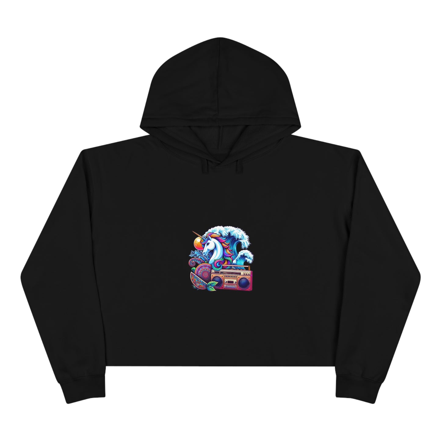 Retro Wave Fantasy Hoodie - Eclectic Unicorn and Arcade-Inspired Design
