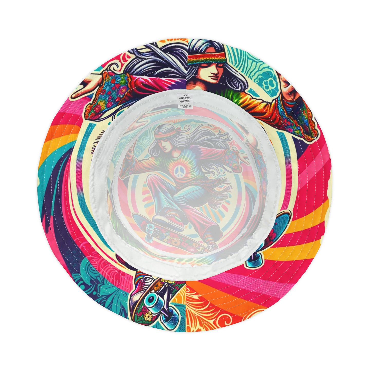 Groovy Hippie Skateboarder Bucket Hat
