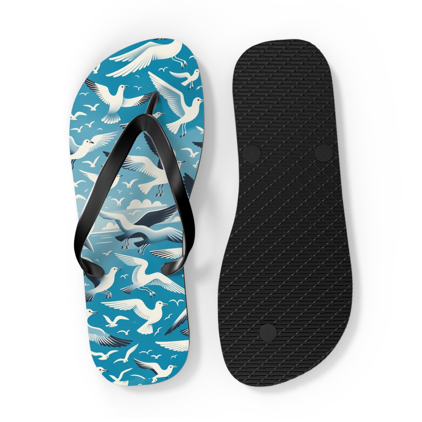 Seaside Breeze Seagull Flip Flops - Airy and Playful Coastal Footwear