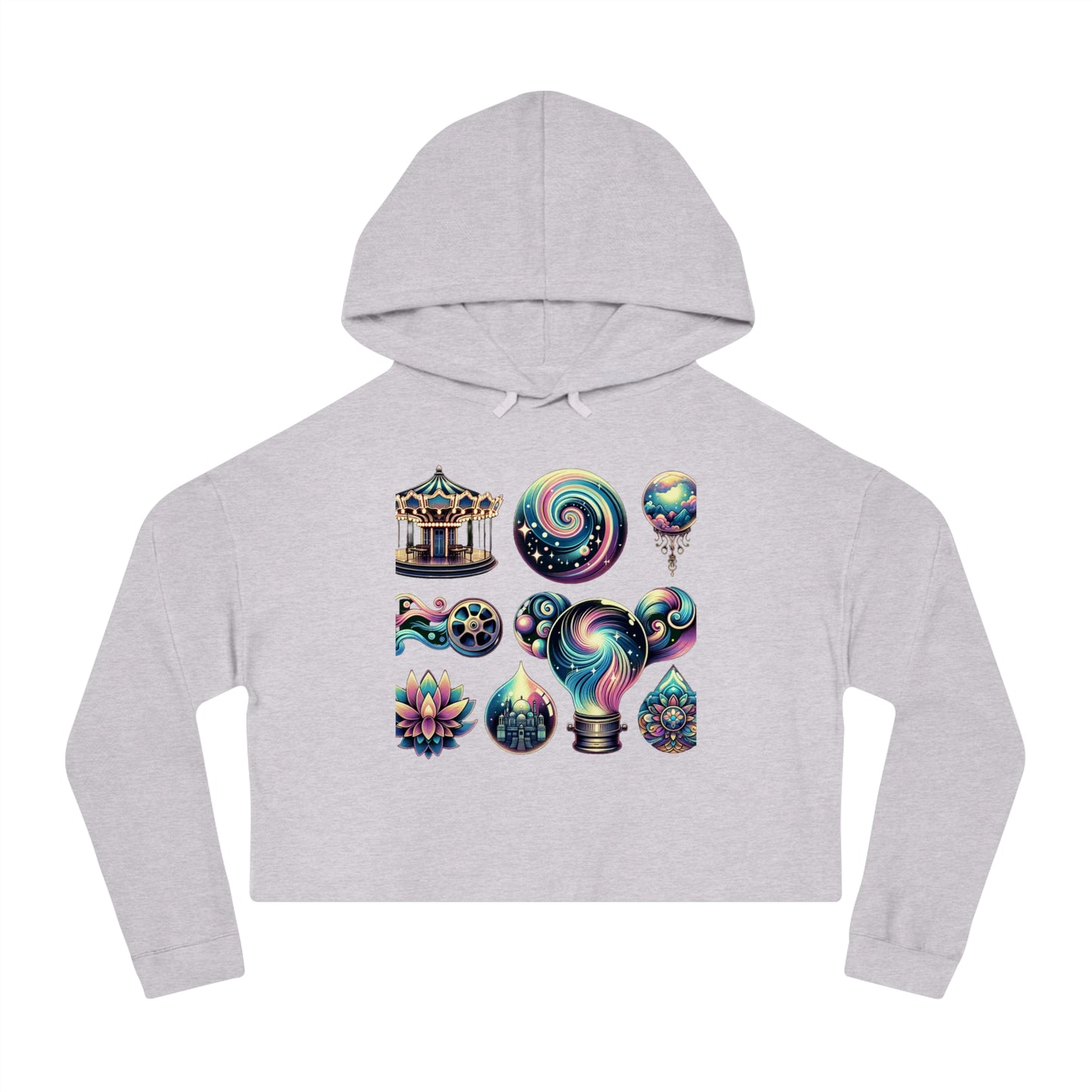 Mystic Carousel Hoodie - Dreamy Lights & Psychedelic Lotus Design