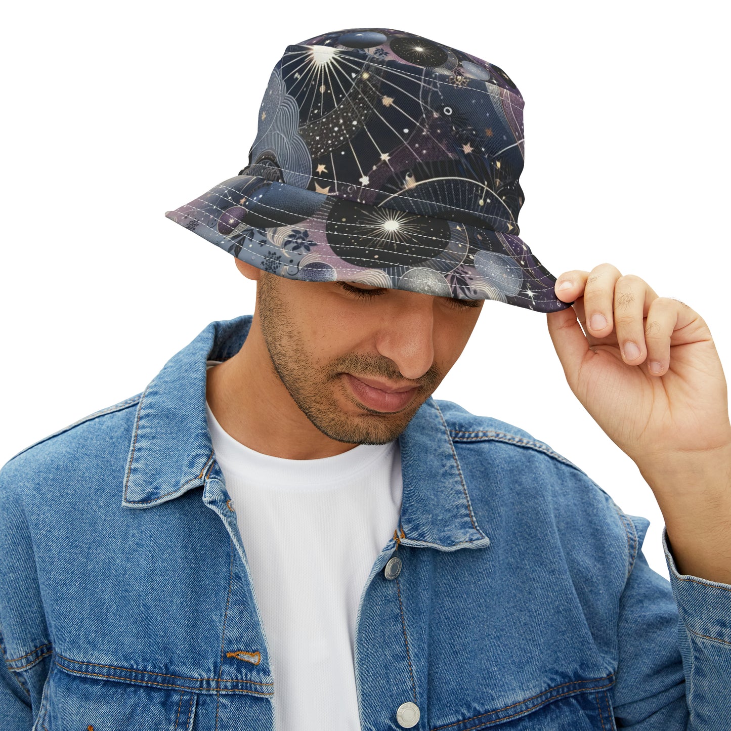 "Cosmic Whispers" Celestial Dreams Bucket Hat