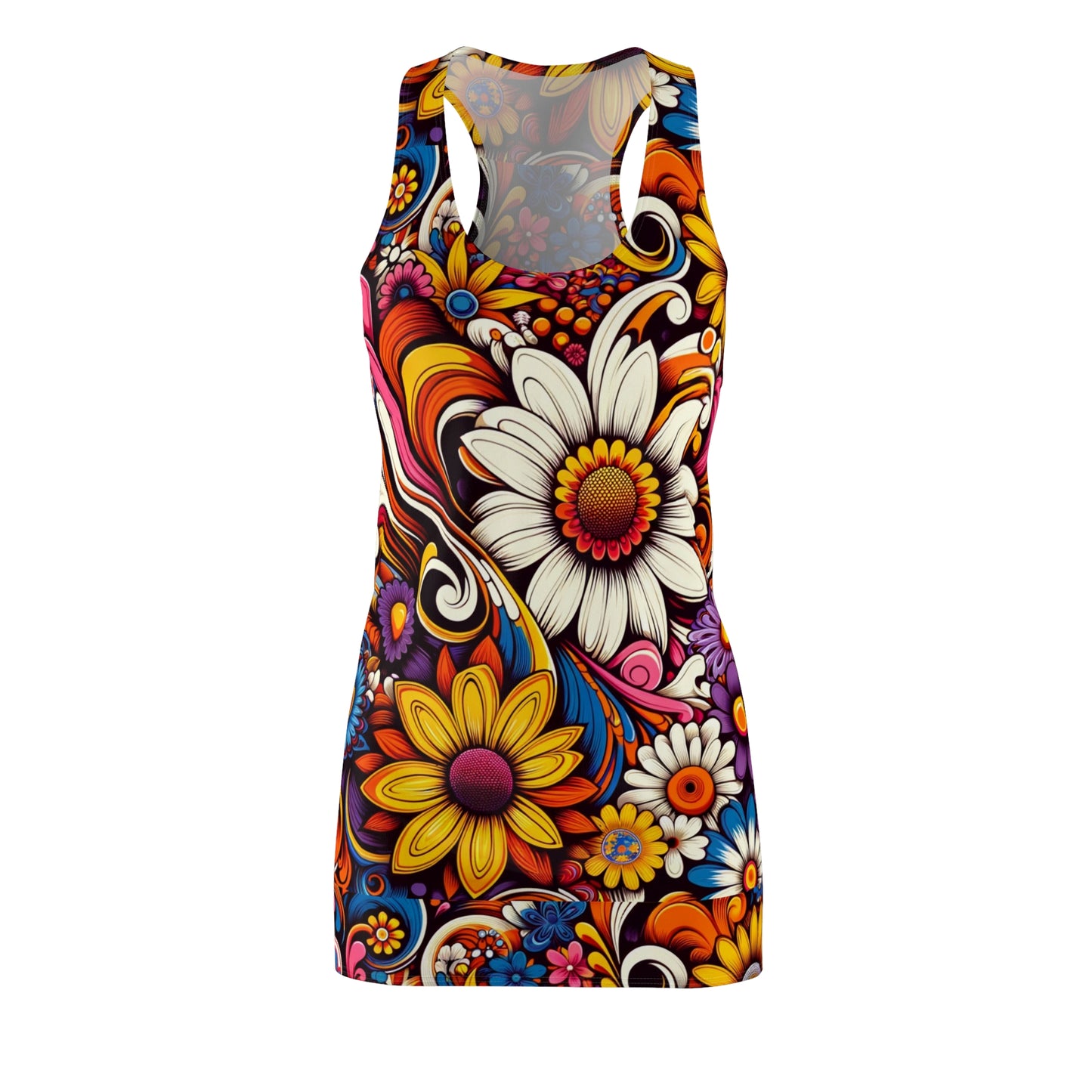 Retro Psychedelic Bloom Maxi Dress