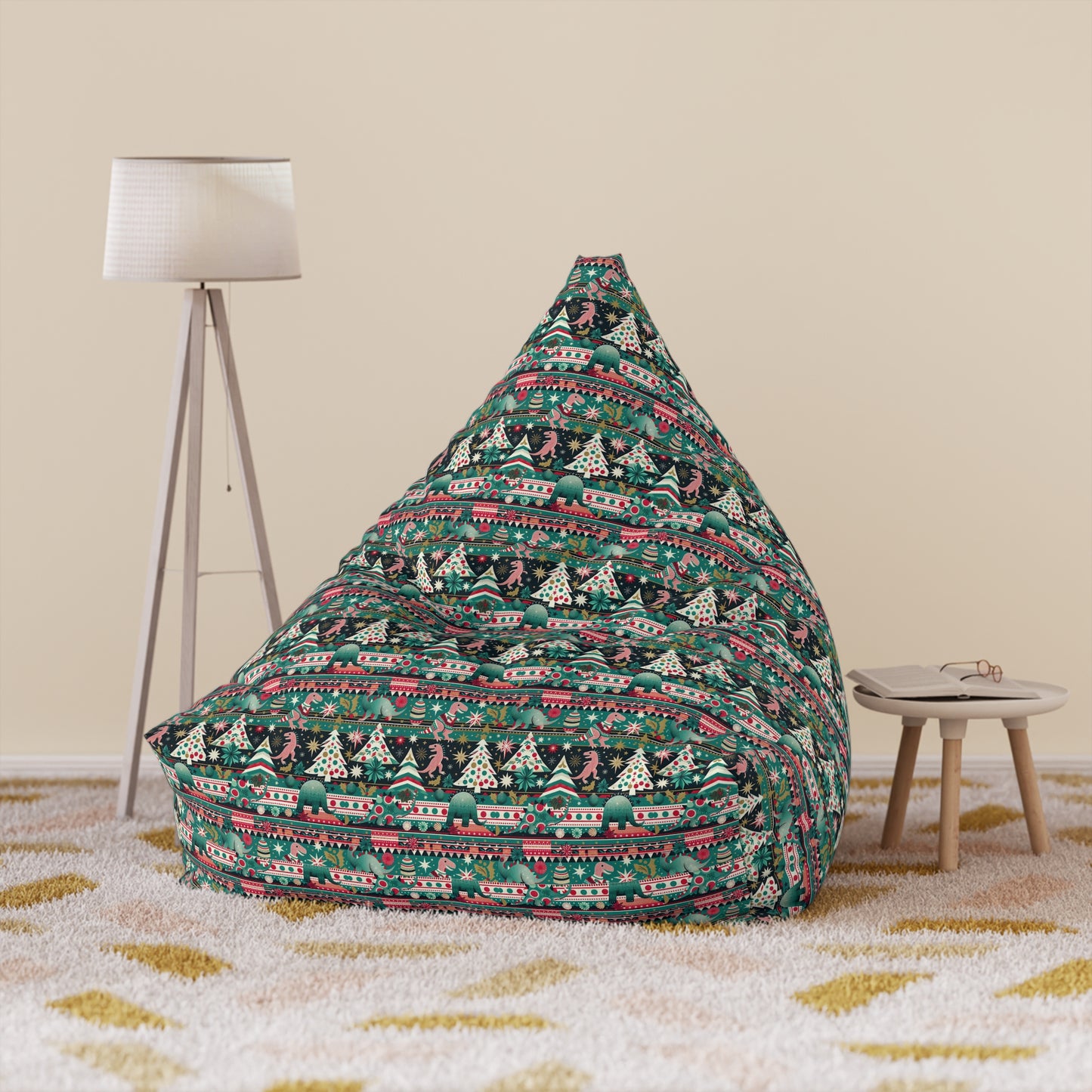 Festive Dino Wonderland Bean Bag Chair Cover