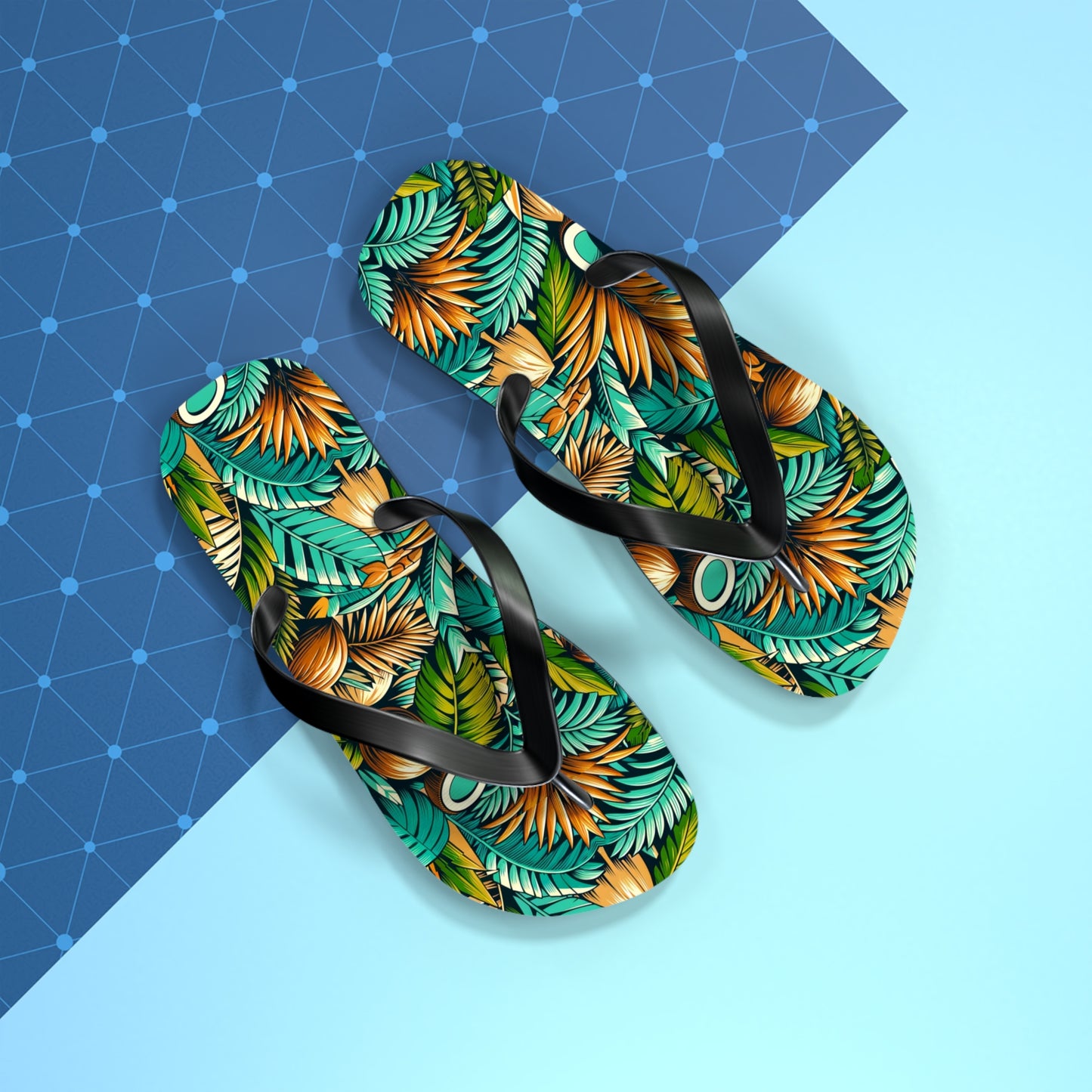 Tropical Oasis Palm & Coconut Flip Flops