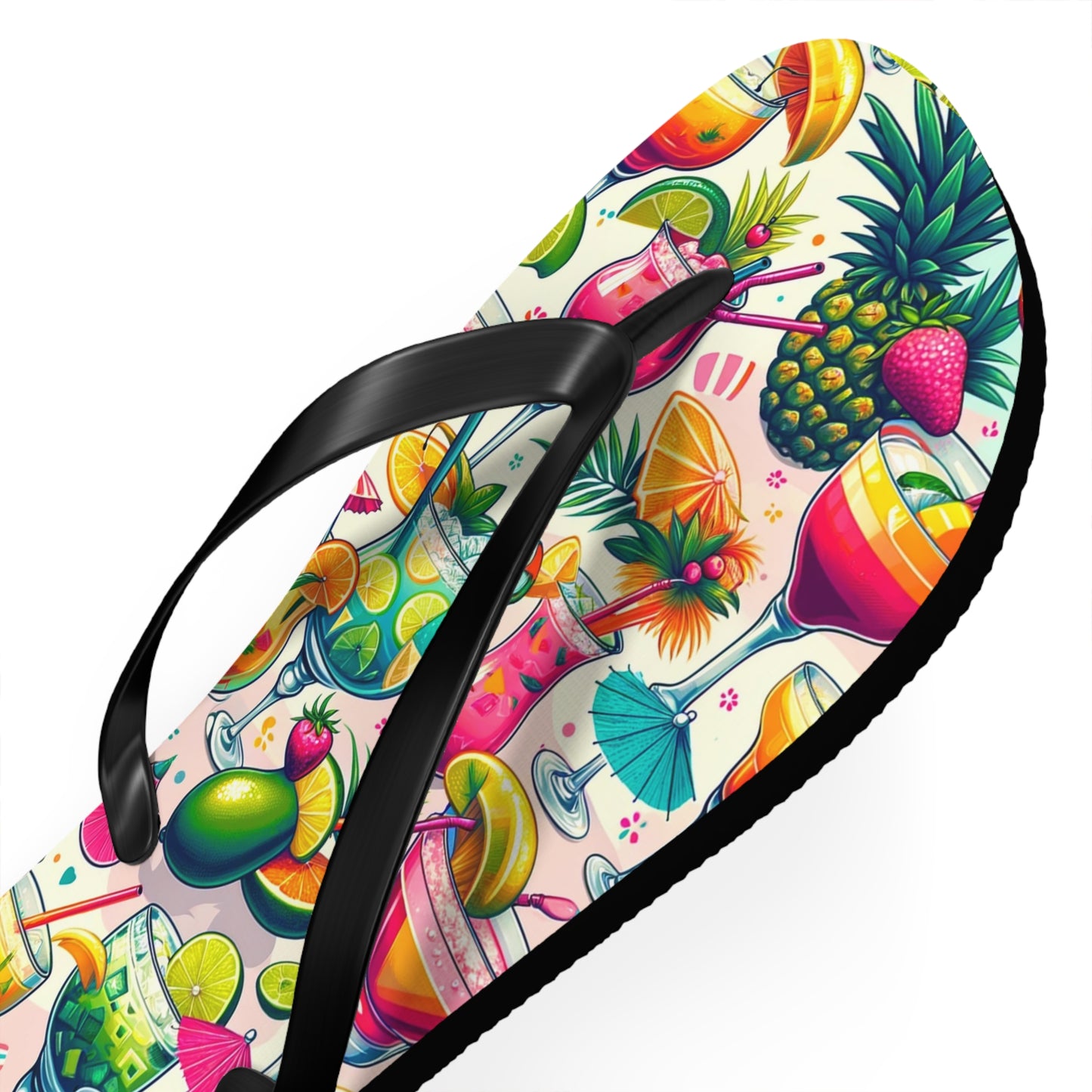 Tropical Paradise Cocktail Flip Flops - Vibrant and Fun Summer Footwear