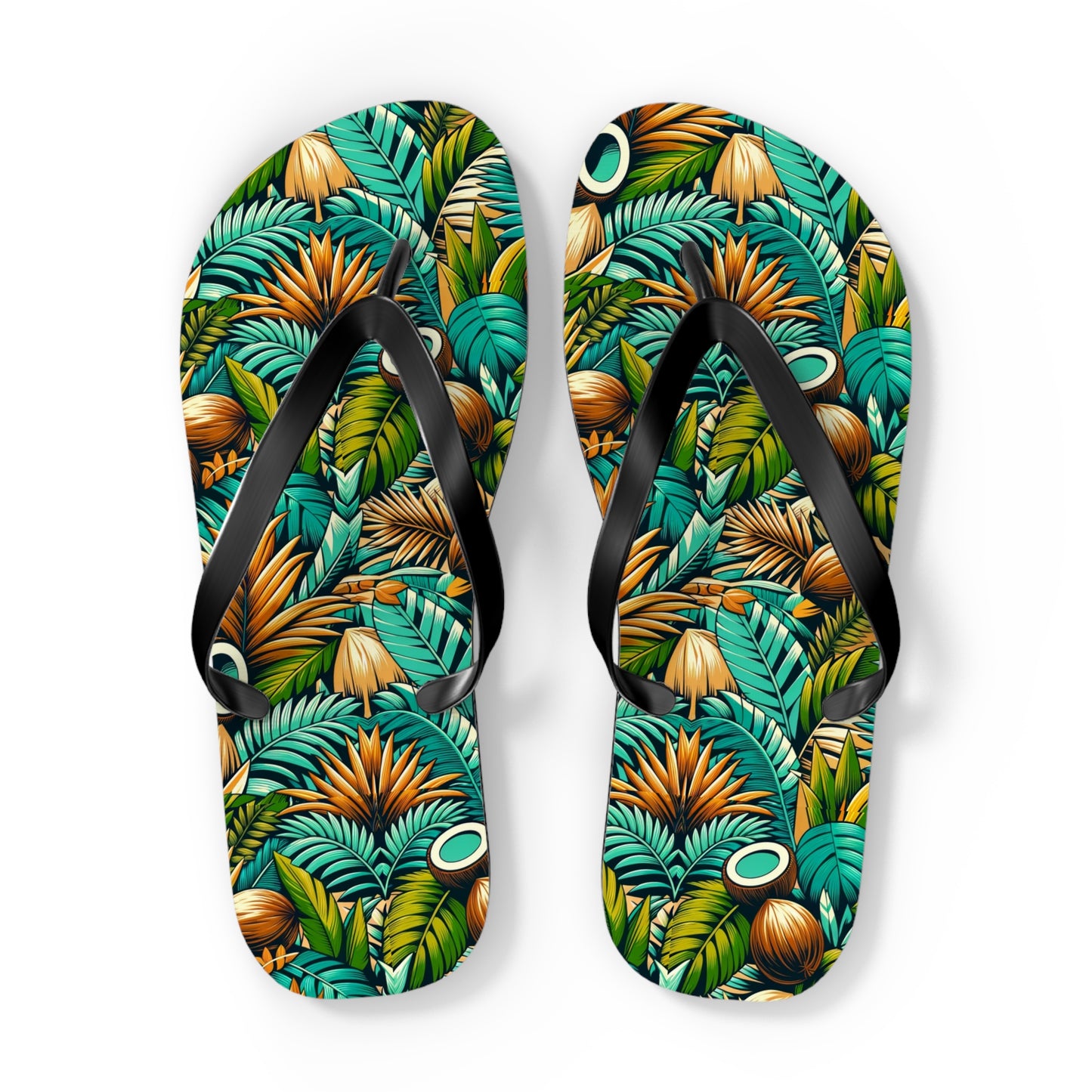 Tropical Oasis Palm & Coconut Flip Flops