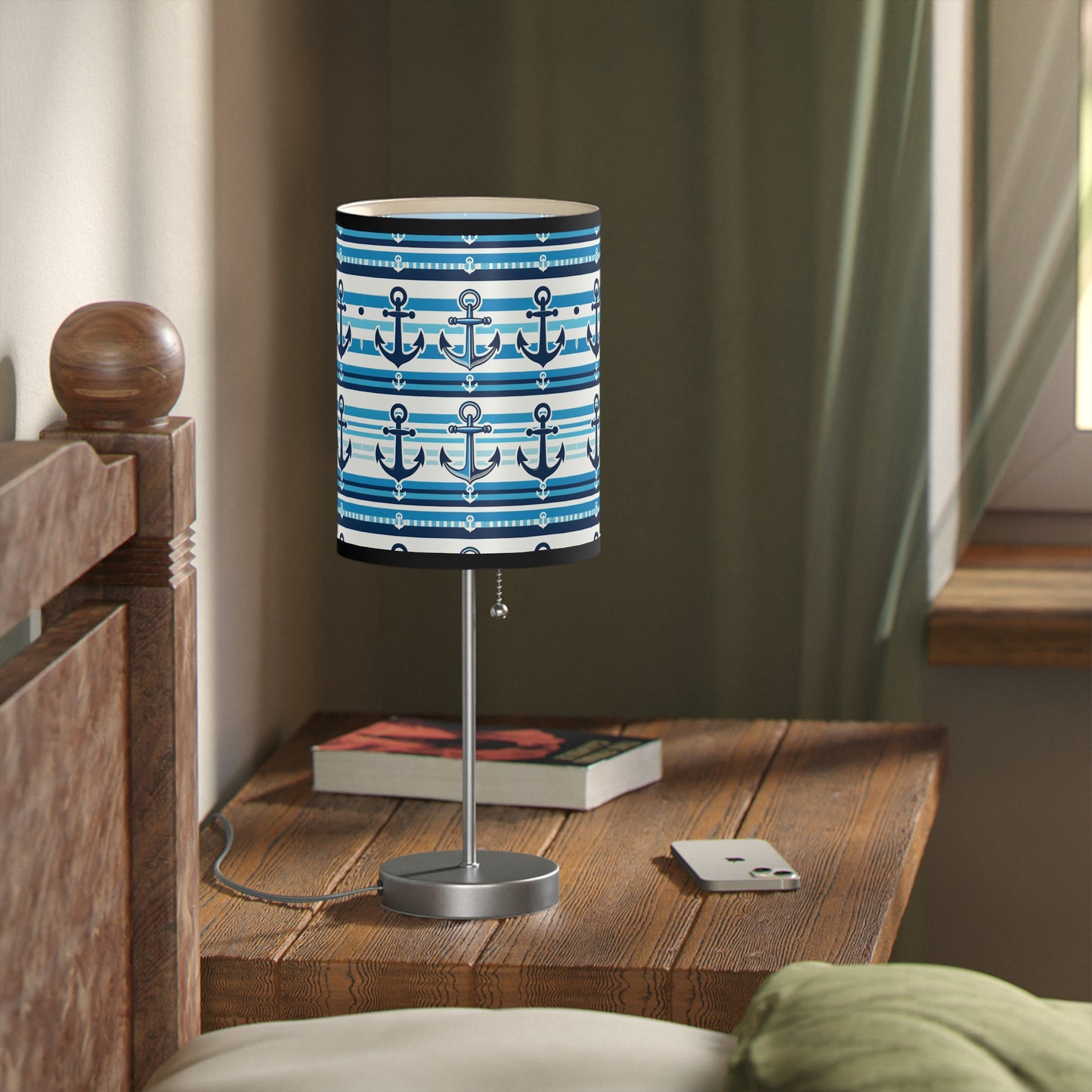 Seafarer's Charm Table Lamp with Nautical Stripes Pattern