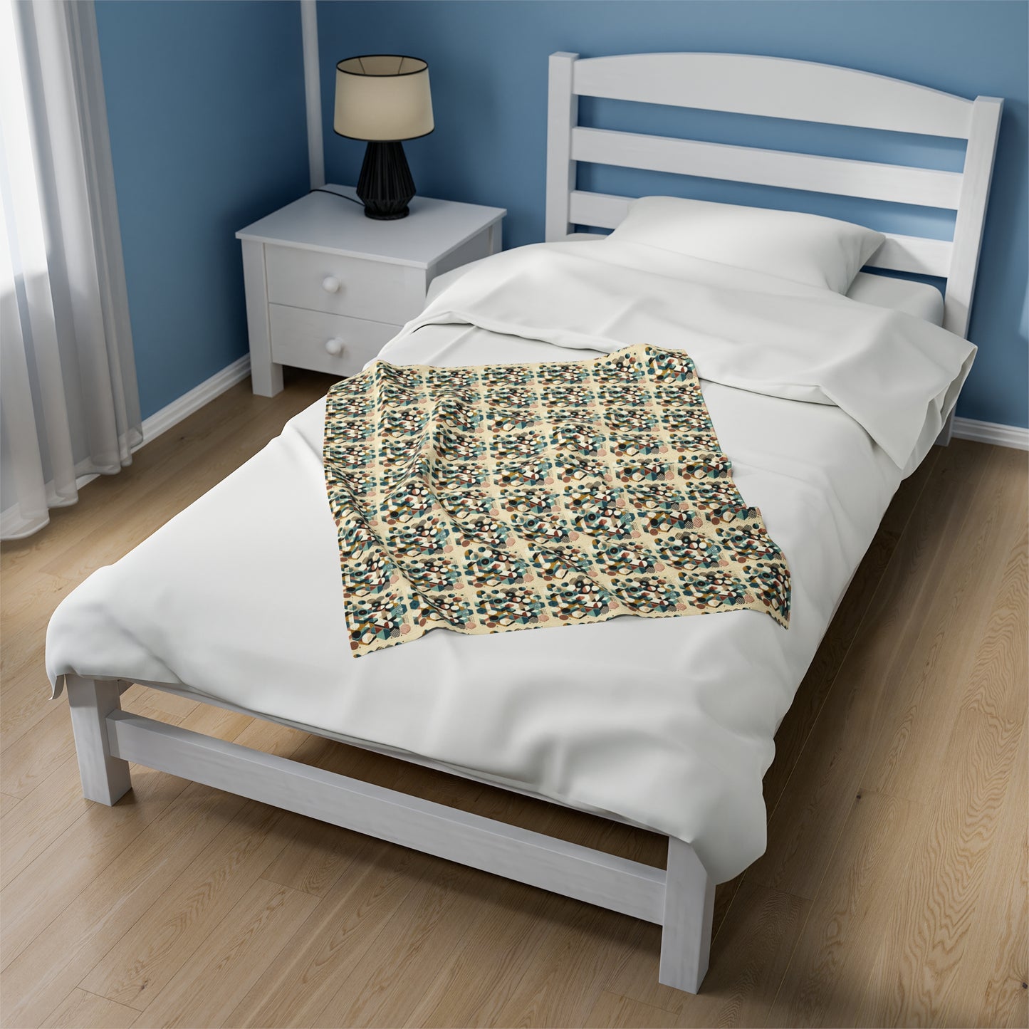 Geometric Harmony: Modern Velveteen Plush Blanket