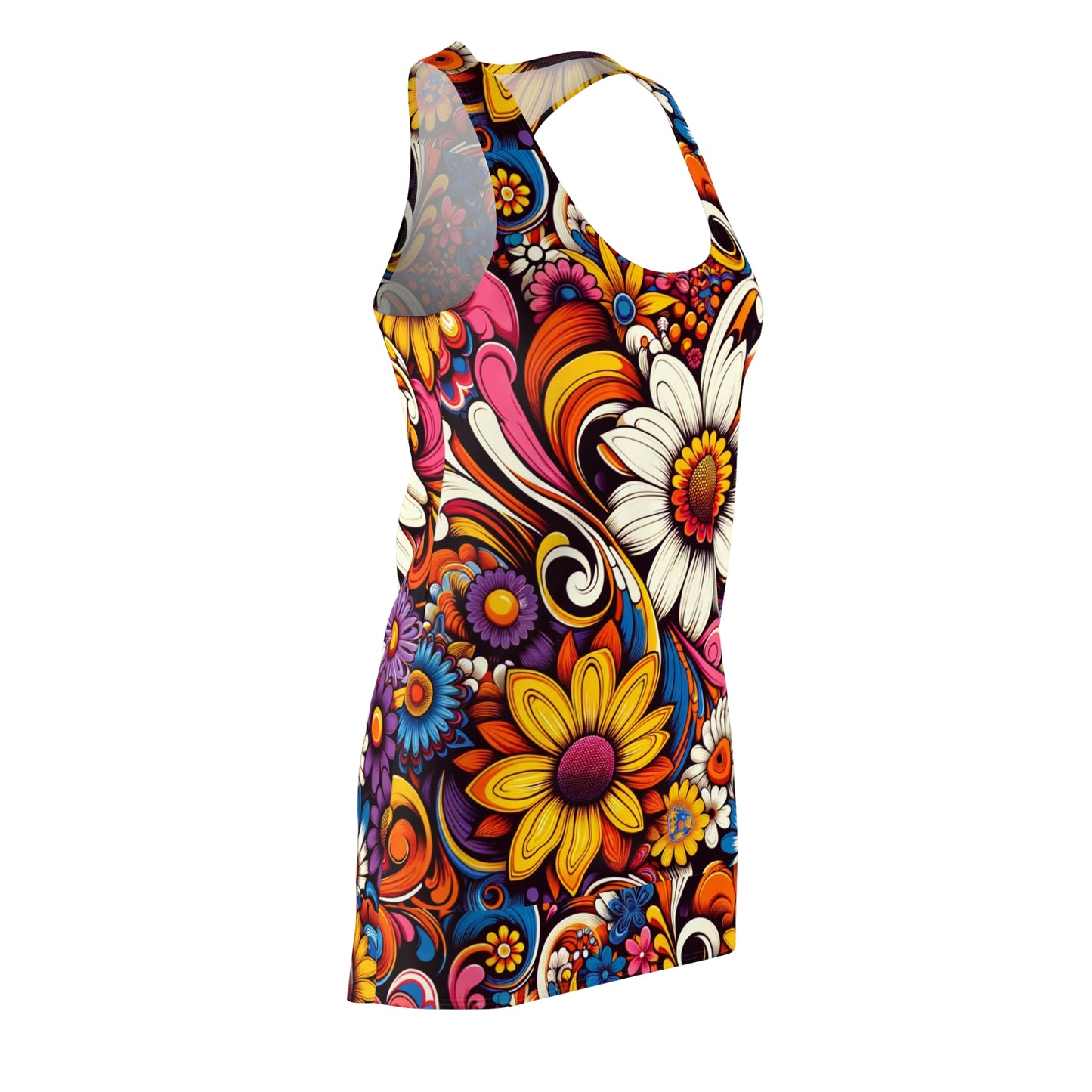 Retro Psychedelic Bloom Maxi Dress
