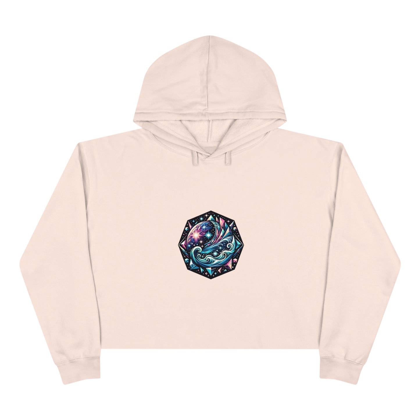 Cosmic Charm Crop Top Hoodie - Chic and Fun Geometric Star Design