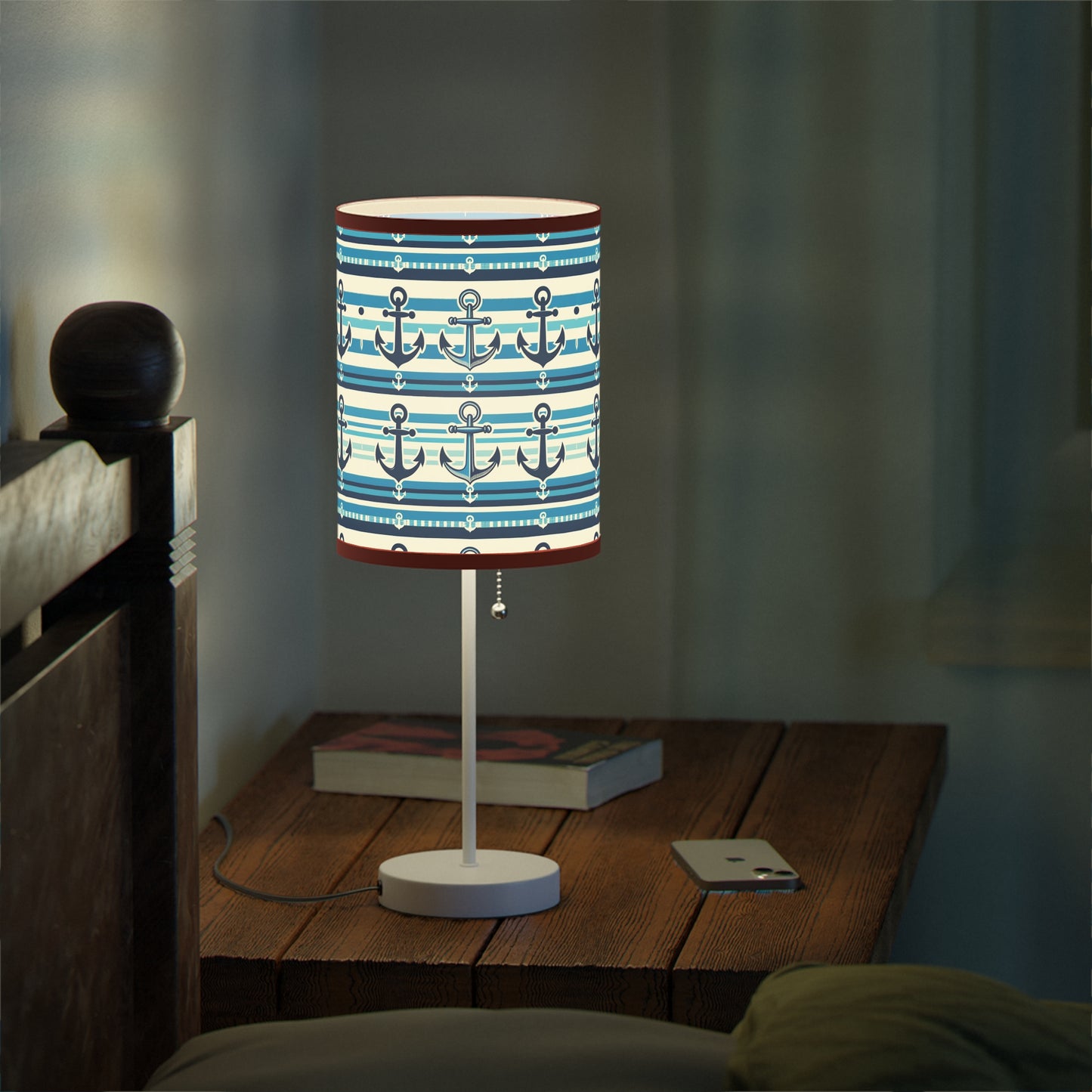 Seafarer's Charm Table Lamp with Nautical Stripes Pattern