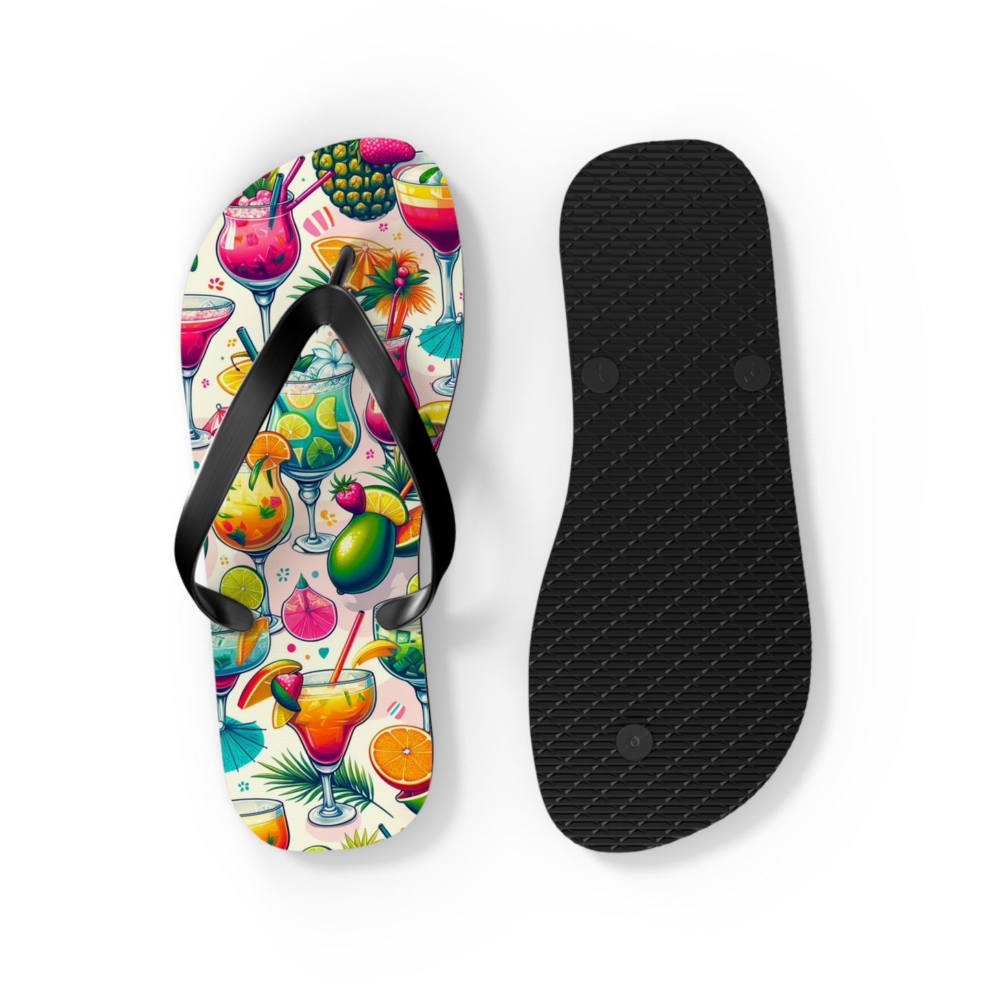 Tropical Paradise Cocktail Flip Flops - Vibrant and Fun Summer Footwear