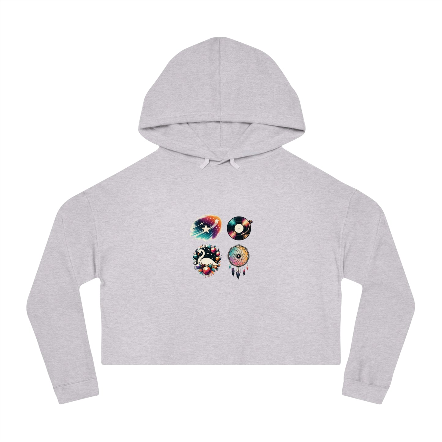 Starry Melody Hoodie - Elegant Swan & Boho Dreamcatcher Design