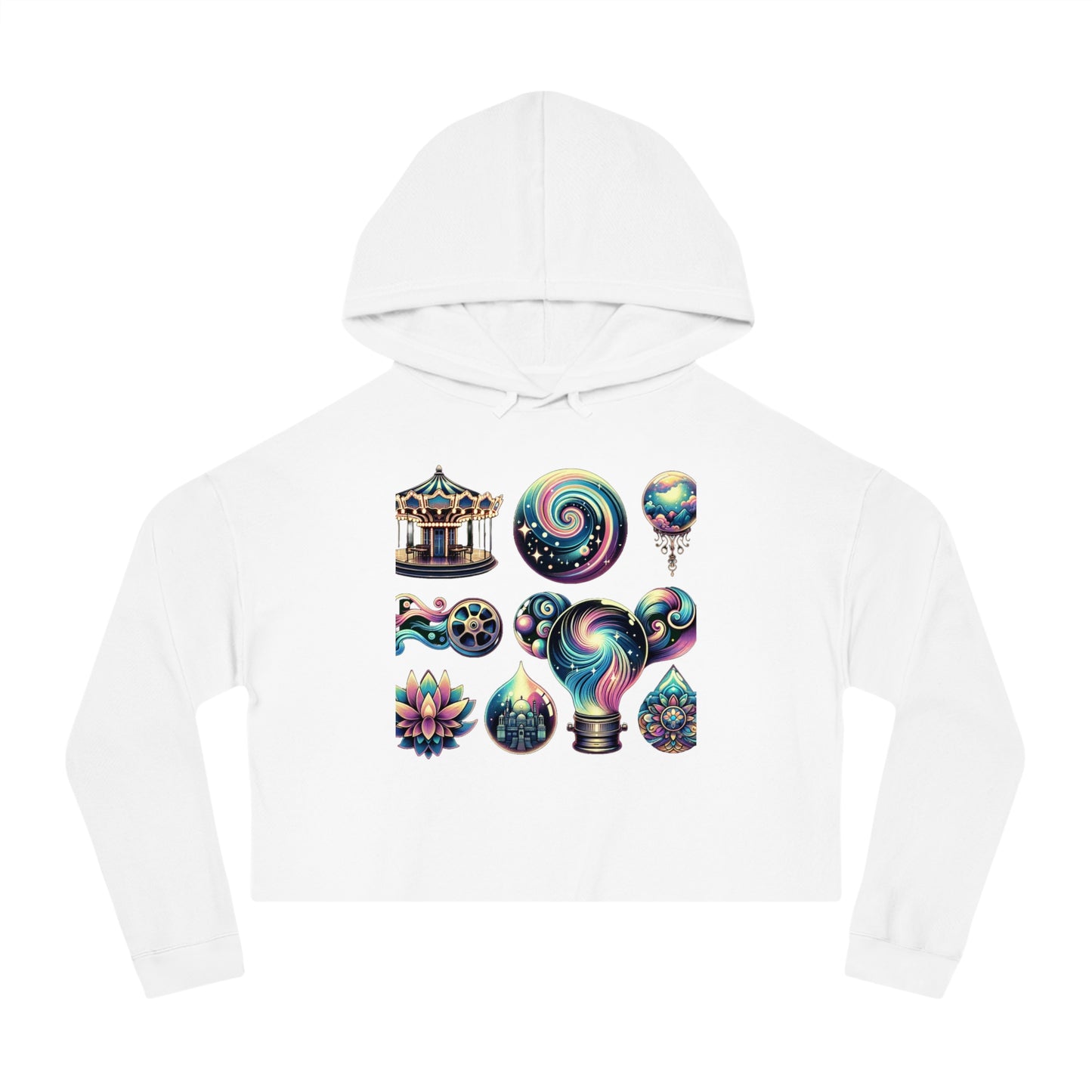 Mystic Carousel Hoodie - Dreamy Lights & Psychedelic Lotus Design
