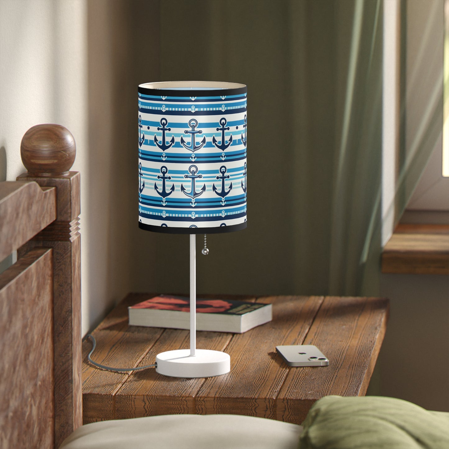 Seafarer's Charm Table Lamp with Nautical Stripes Pattern