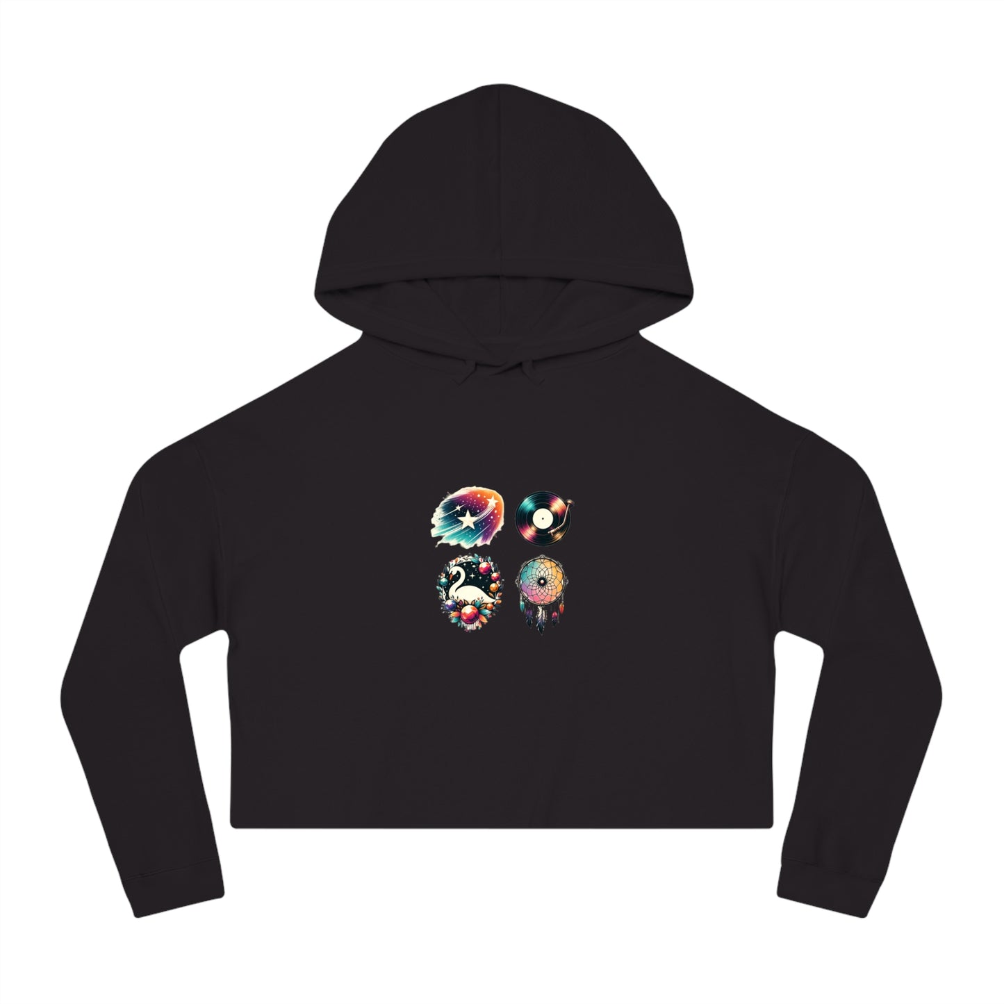 Starry Melody Hoodie - Elegant Swan & Boho Dreamcatcher Design